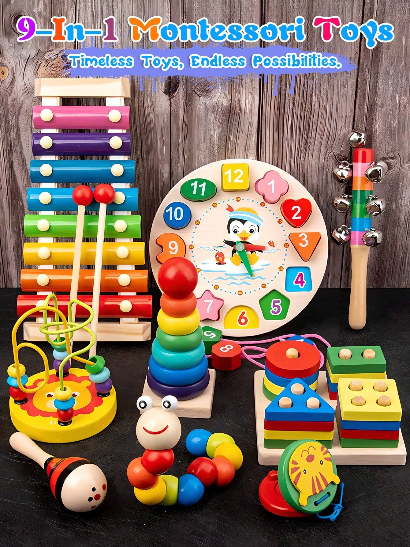 Toddler Musical Instruments,Wooden Percussion Instruments For Baby Kids Preschool Educational Musical Toys Set Boys And Girls Baby Toys Boys,Kids Toys For Boys,Halloween Baby