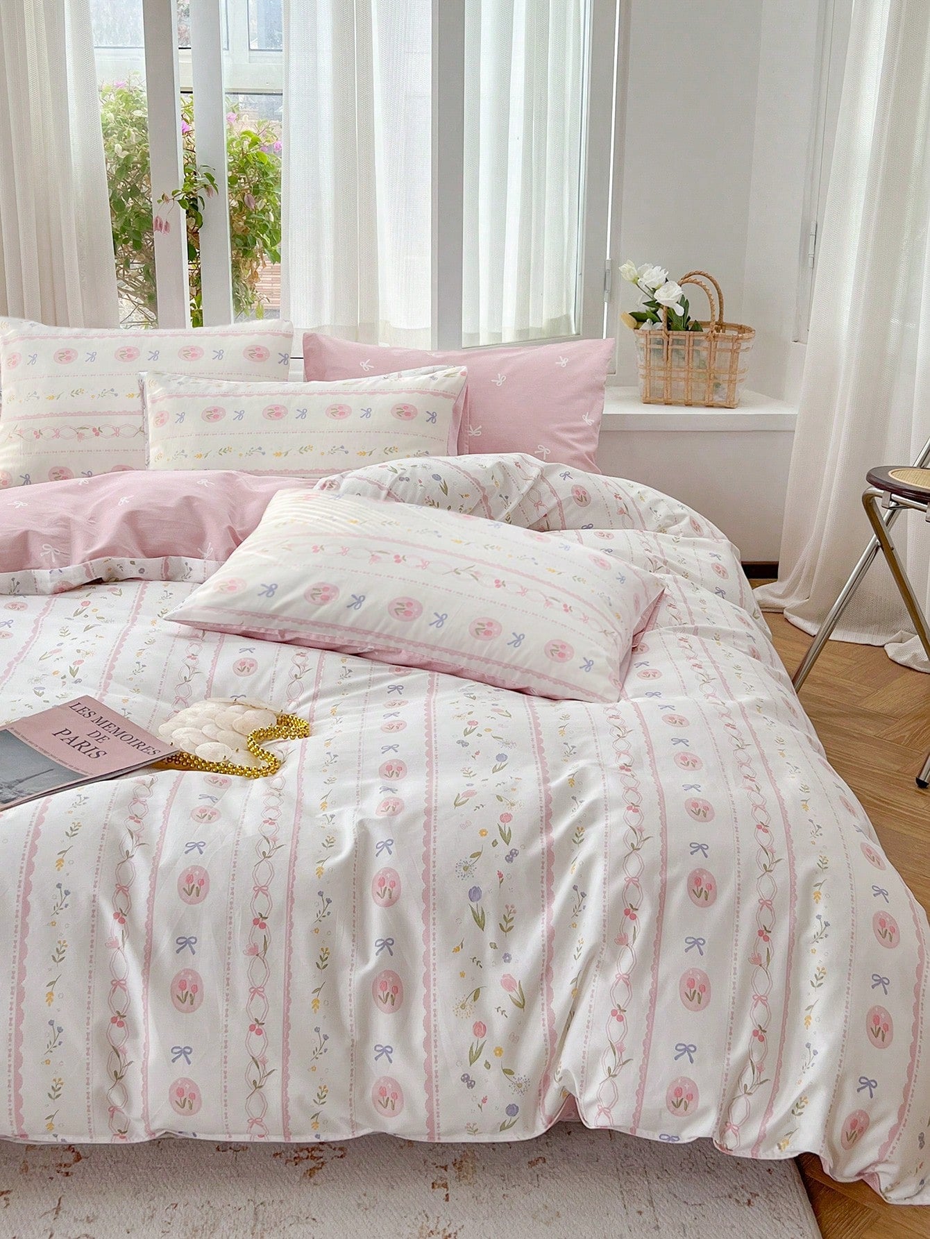 3pcs Vintage Floral Print Duvet Cover Set, Including 2 Pillowcases And 1 Duvet Cover (No Flat Sheet)