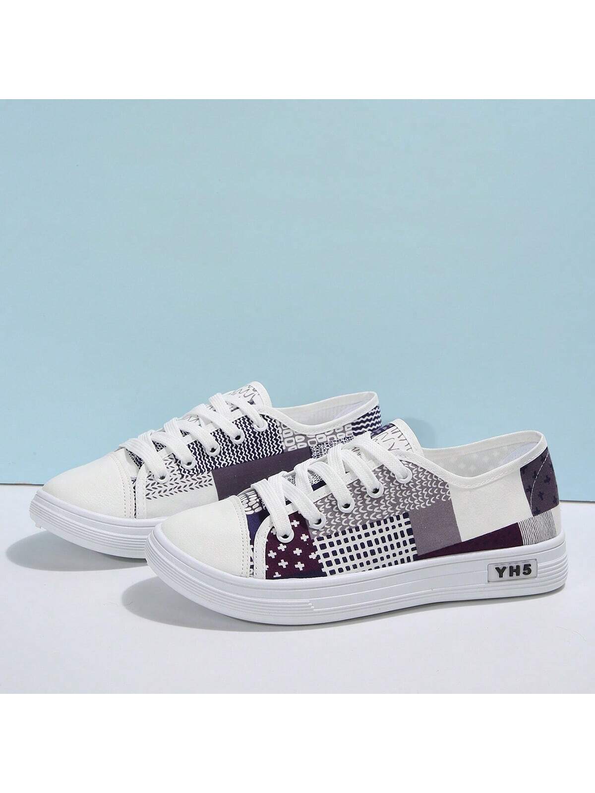 Women's Round Toe Lace-Up Canvas Shoes, All Season Comfort Sporty Fashionable Simple Casual Breathable Slip-Resistant