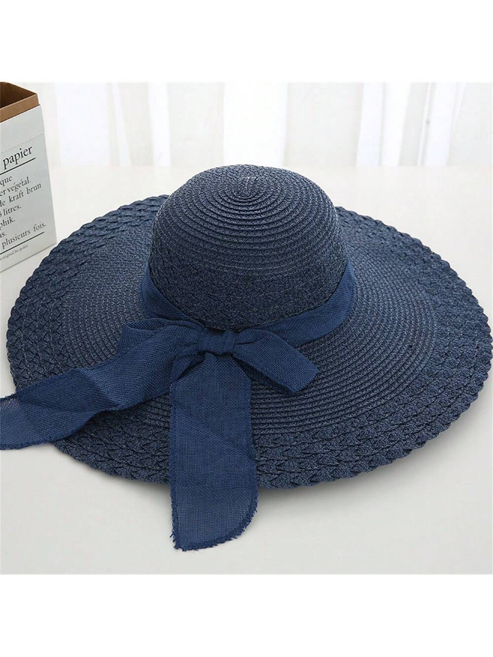 Women's Summer Korean Straw Hat Imitation UV Beach Hat Wide Brim Sun Hat Travel Hat Women