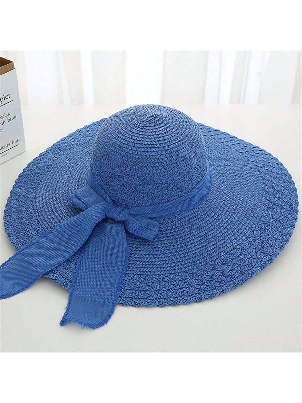 Women's Summer Korean Straw Hat Imitation UV Beach Hat Wide Brim Sun Hat Travel Hat Women