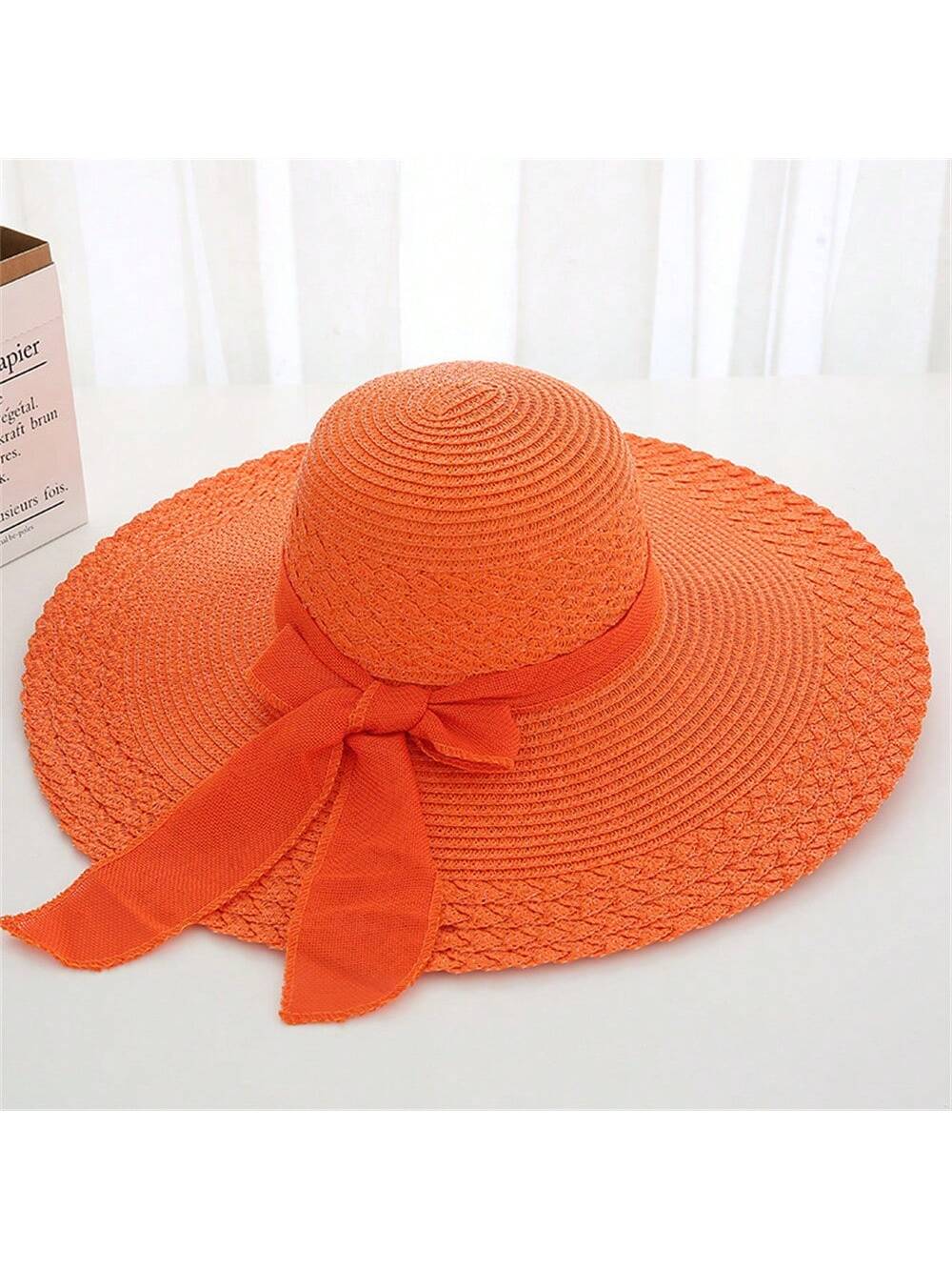 Women's Summer Korean Straw Hat Imitation UV Beach Hat Wide Brim Sun Hat Travel Hat Women