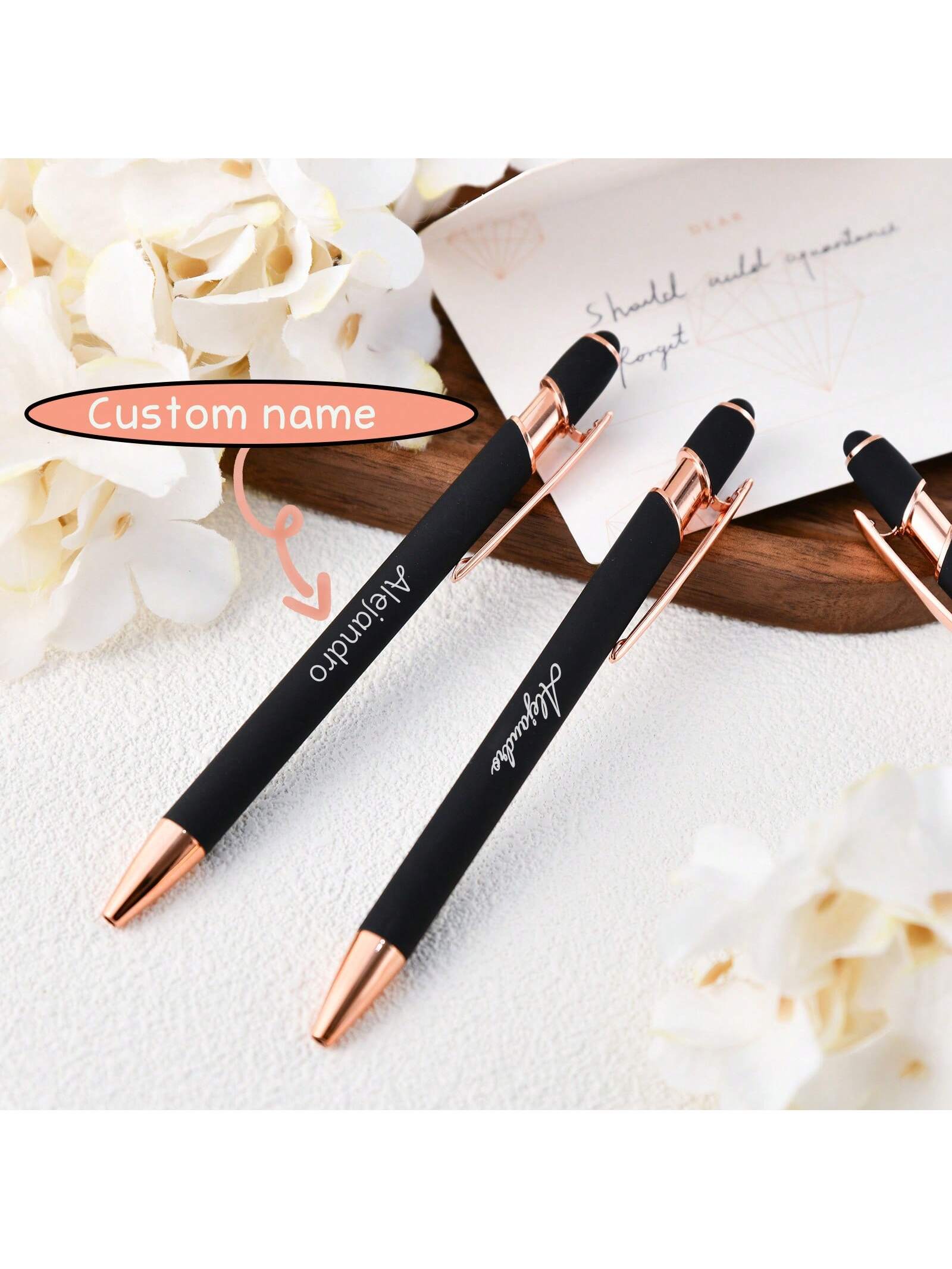 Personalized Gift Pen, Exquisite Custom Pen, Bridesmaid Gift, Friend Gift, Alumni Gift, Commemorative Gift, Rubber Soft Touch Ballpoint Pen, Luxury Soft Touch Rose Gold Pen