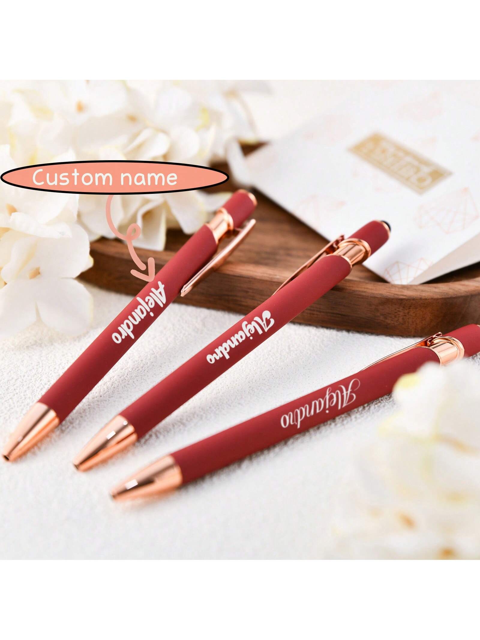 Personalized Gift Pen, Exquisite Custom Pen, Bridesmaid Gift, Friend Gift, Alumni Gift, Commemorative Gift, Rubber Soft Touch Ballpoint Pen, Luxury Soft Touch Rose Gold Pen