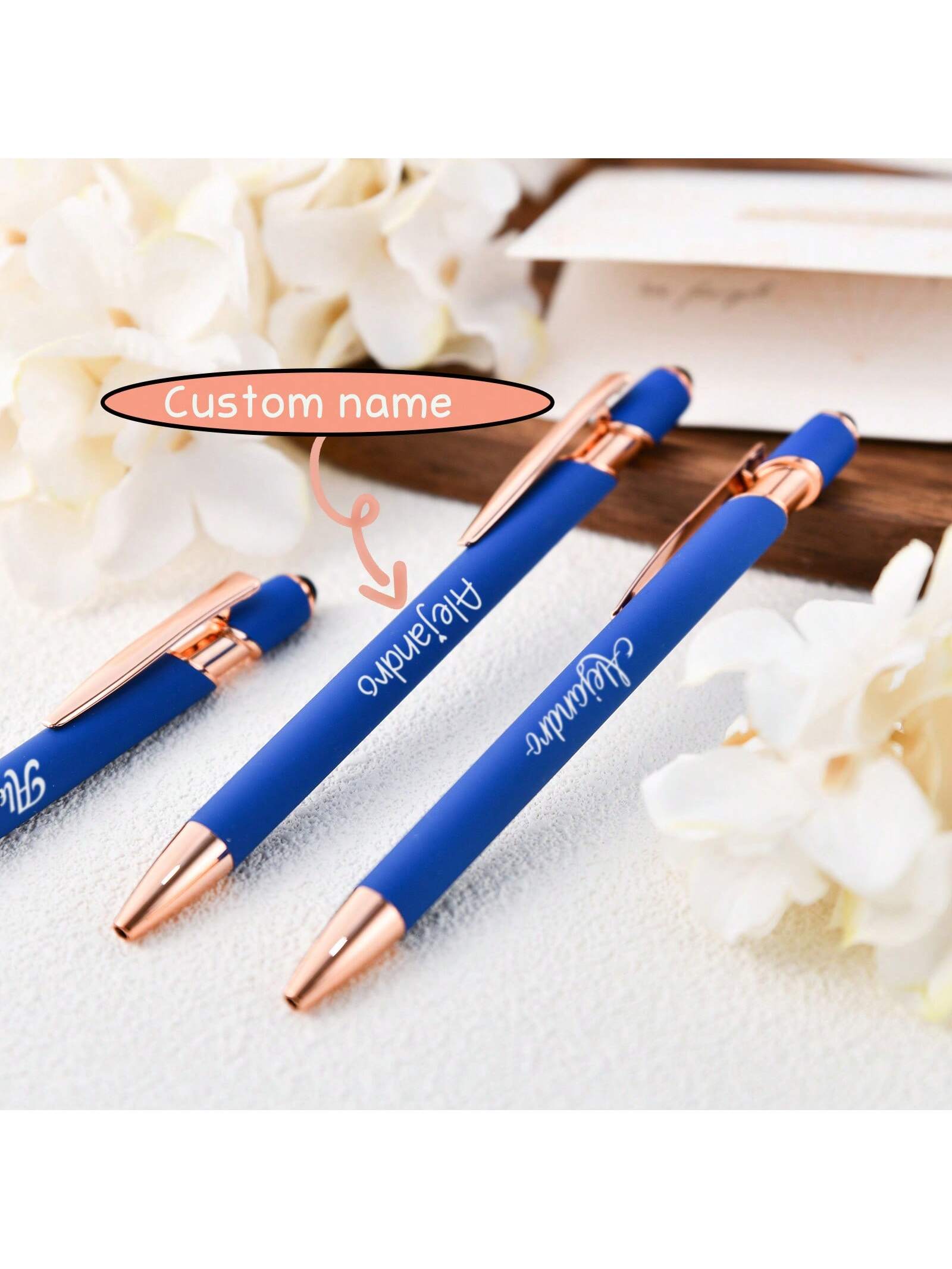 Personalized Gift Pen, Exquisite Custom Pen, Bridesmaid Gift, Friend Gift, Alumni Gift, Commemorative Gift, Rubber Soft Touch Ballpoint Pen, Luxury Soft Touch Rose Gold Pen