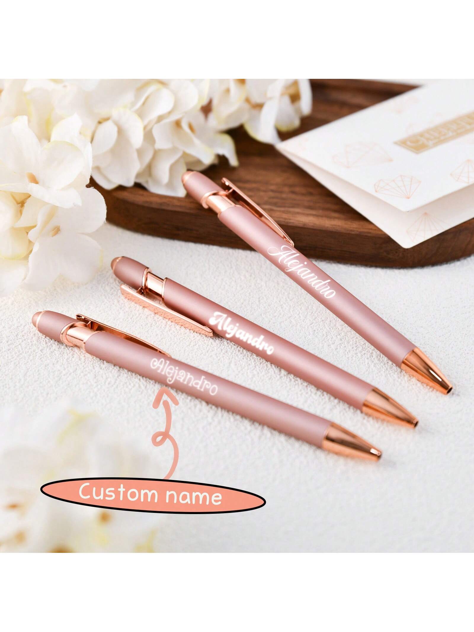 Personalized Gift Pen, Exquisite Custom Pen, Bridesmaid Gift, Friend Gift, Alumni Gift, Commemorative Gift, Rubber Soft Touch Ballpoint Pen, Luxury Soft Touch Rose Gold Pen