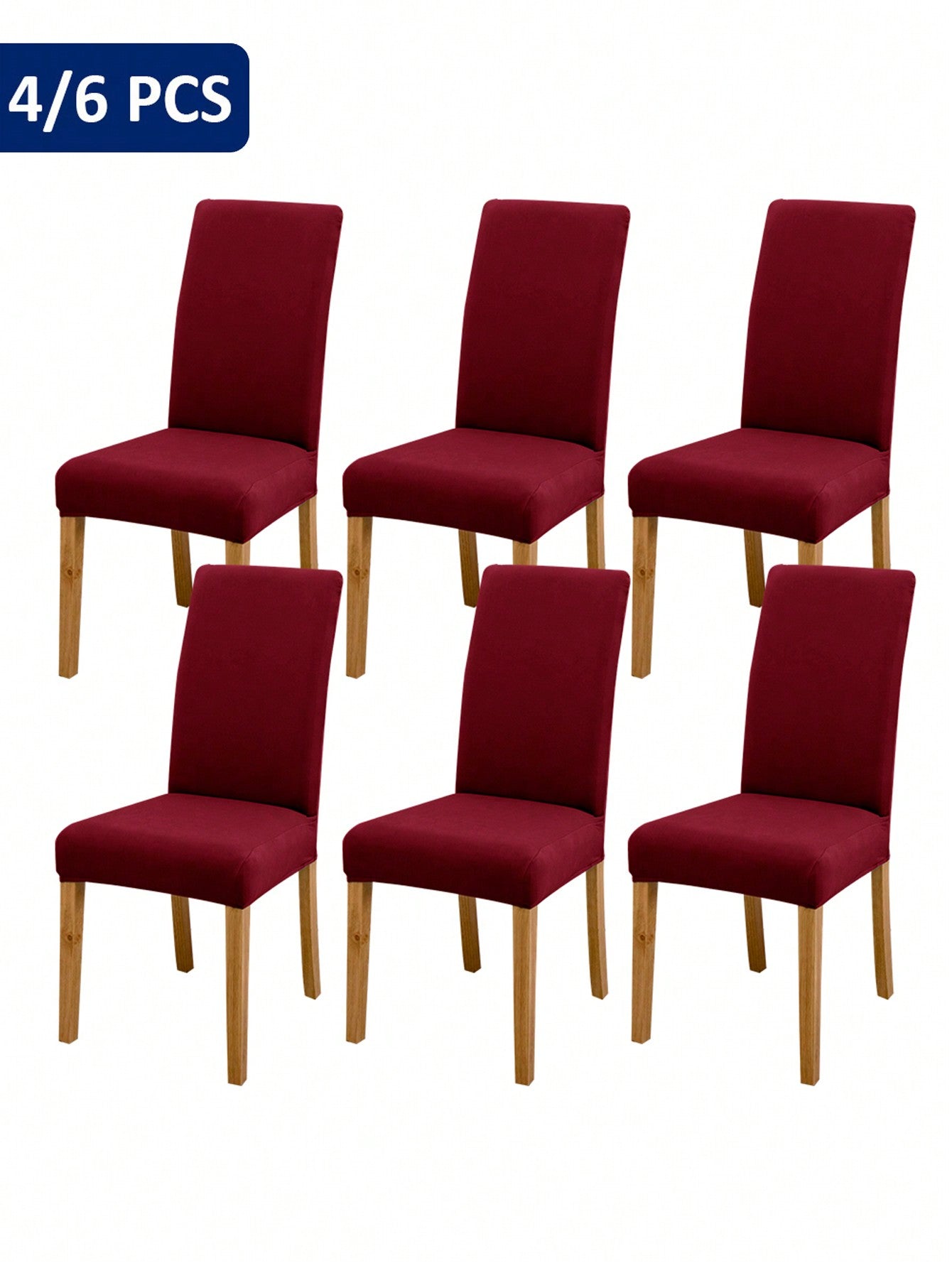 4pcs/6pcs Coffee Color Chair Covers, Modern Style Removable Elastic Polyester Fiber Chair Slipcovers, Suitable For Home Living Room Dining Room Bedroom, All Seasons