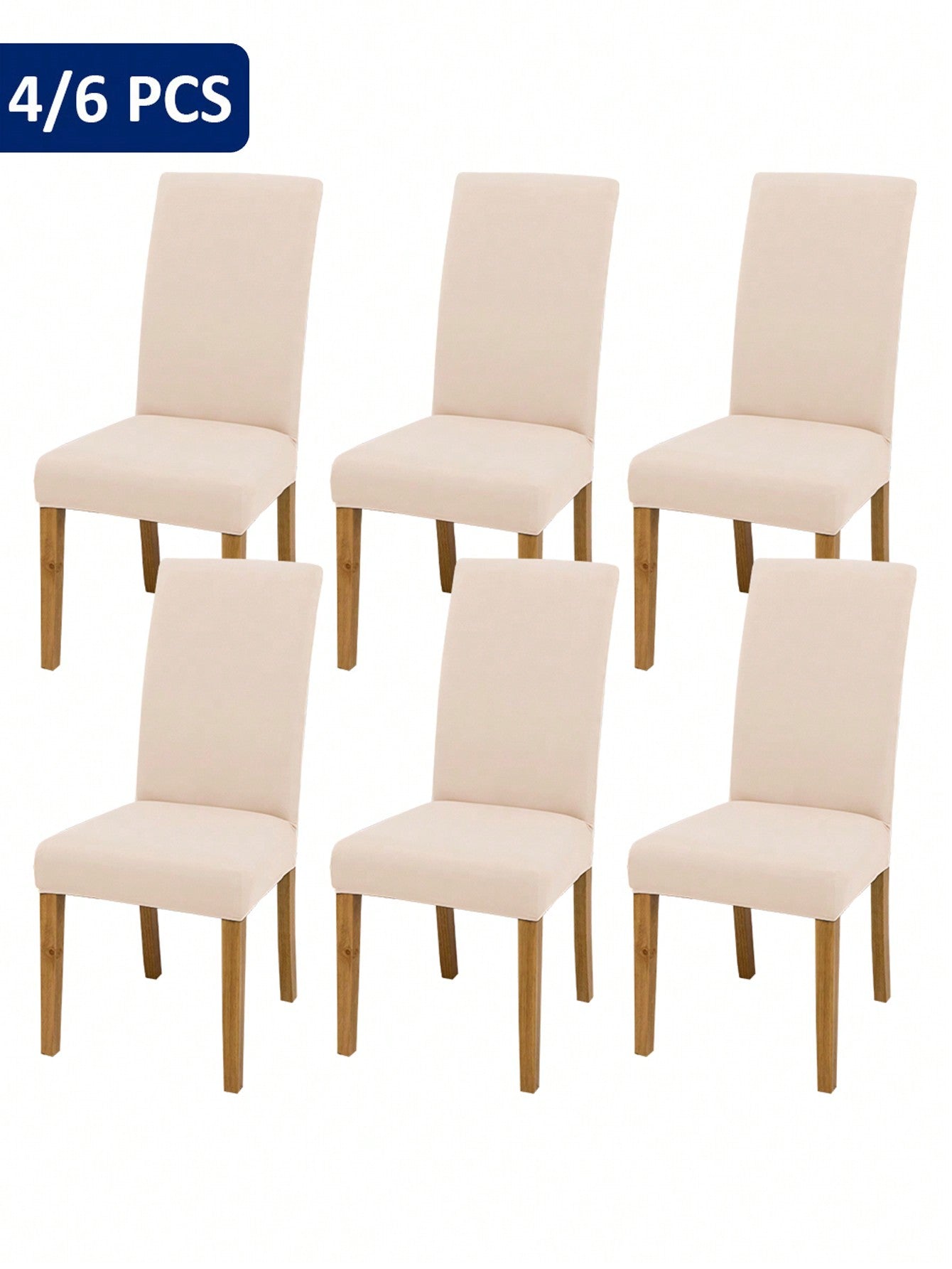 4pcs/6pcs Coffee Color Chair Covers, Modern Style Removable Elastic Polyester Fiber Chair Slipcovers, Suitable For Home Living Room Dining Room Bedroom, All Seasons