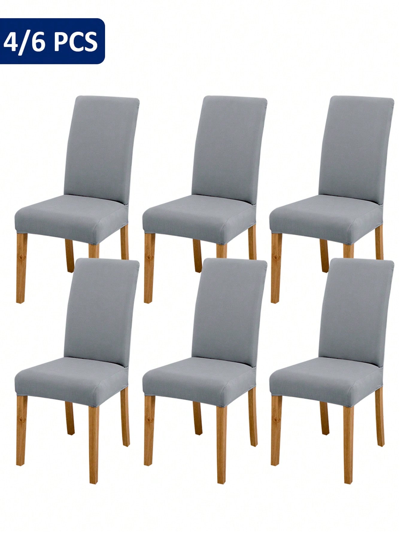 4pcs/6pcs Coffee Color Chair Covers, Modern Style Removable Elastic Polyester Fiber Chair Slipcovers, Suitable For Home Living Room Dining Room Bedroom, All Seasons