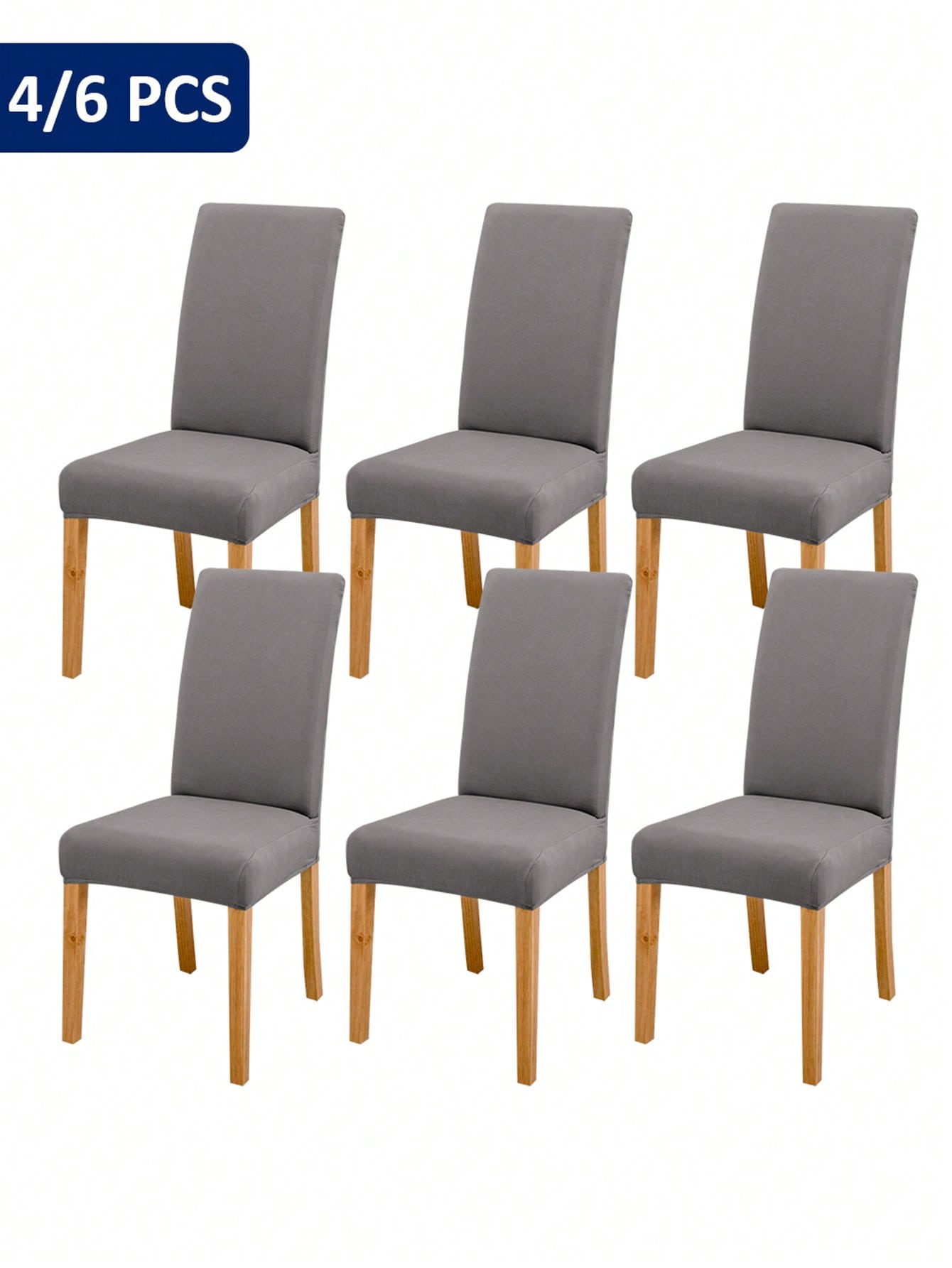 4pcs/6pcs Coffee Color Chair Covers, Modern Style Removable Elastic Polyester Fiber Chair Slipcovers, Suitable For Home Living Room Dining Room Bedroom, All Seasons