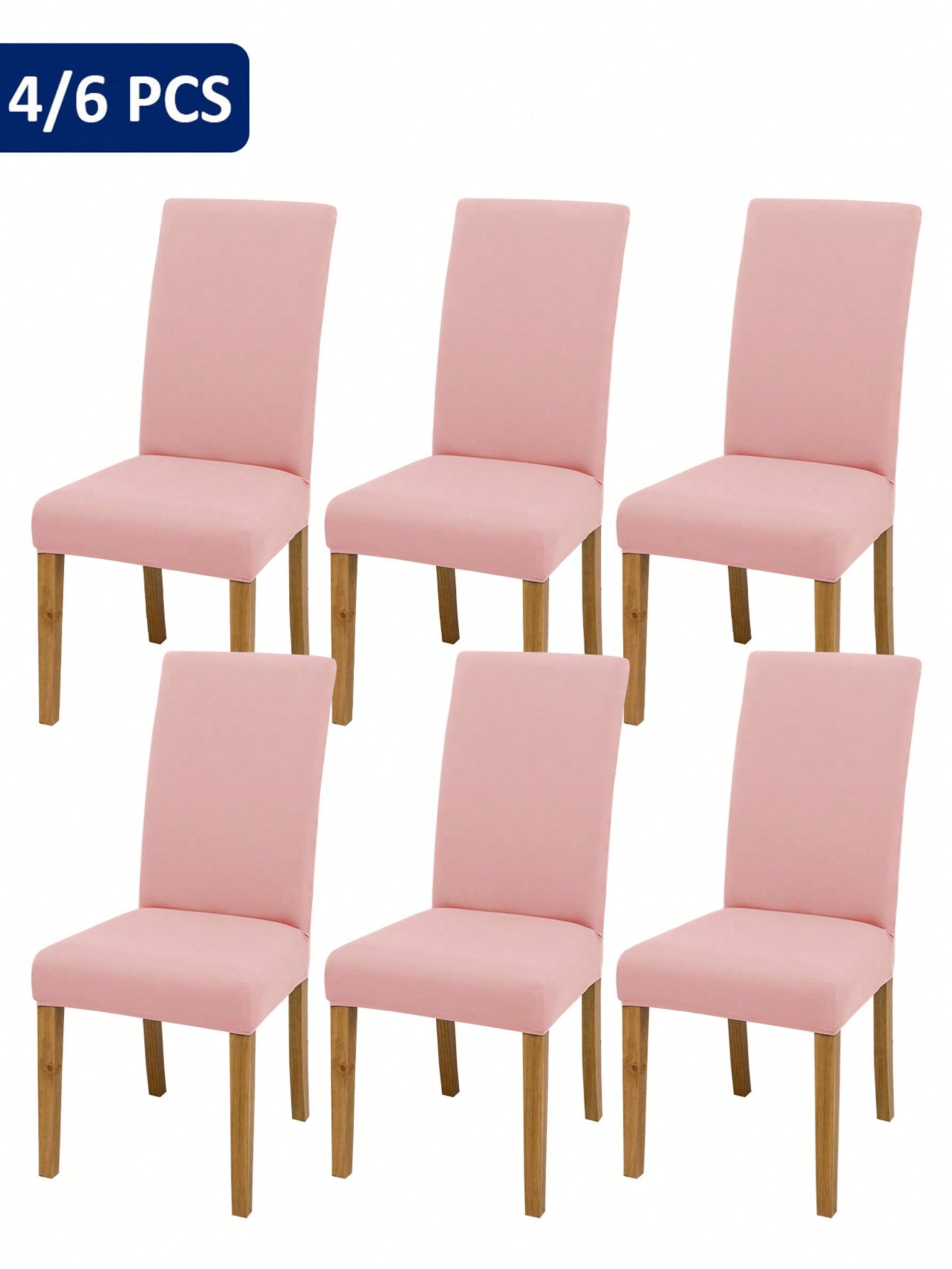 4pcs/6pcs Coffee Color Chair Covers, Modern Style Removable Elastic Polyester Fiber Chair Slipcovers, Suitable For Home Living Room Dining Room Bedroom, All Seasons