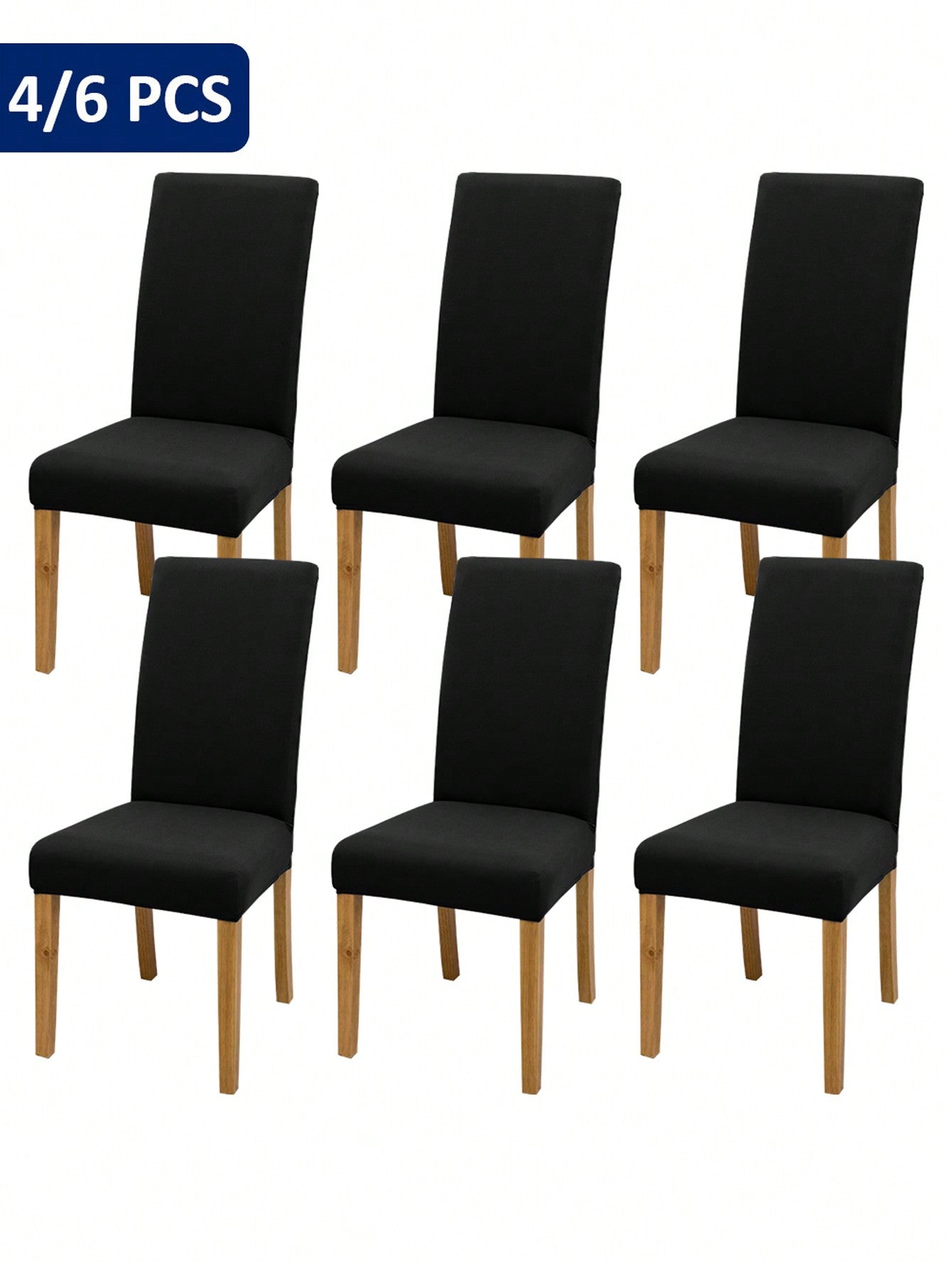 4pcs/6pcs Coffee Color Chair Covers, Modern Style Removable Elastic Polyester Fiber Chair Slipcovers, Suitable For Home Living Room Dining Room Bedroom, All Seasons