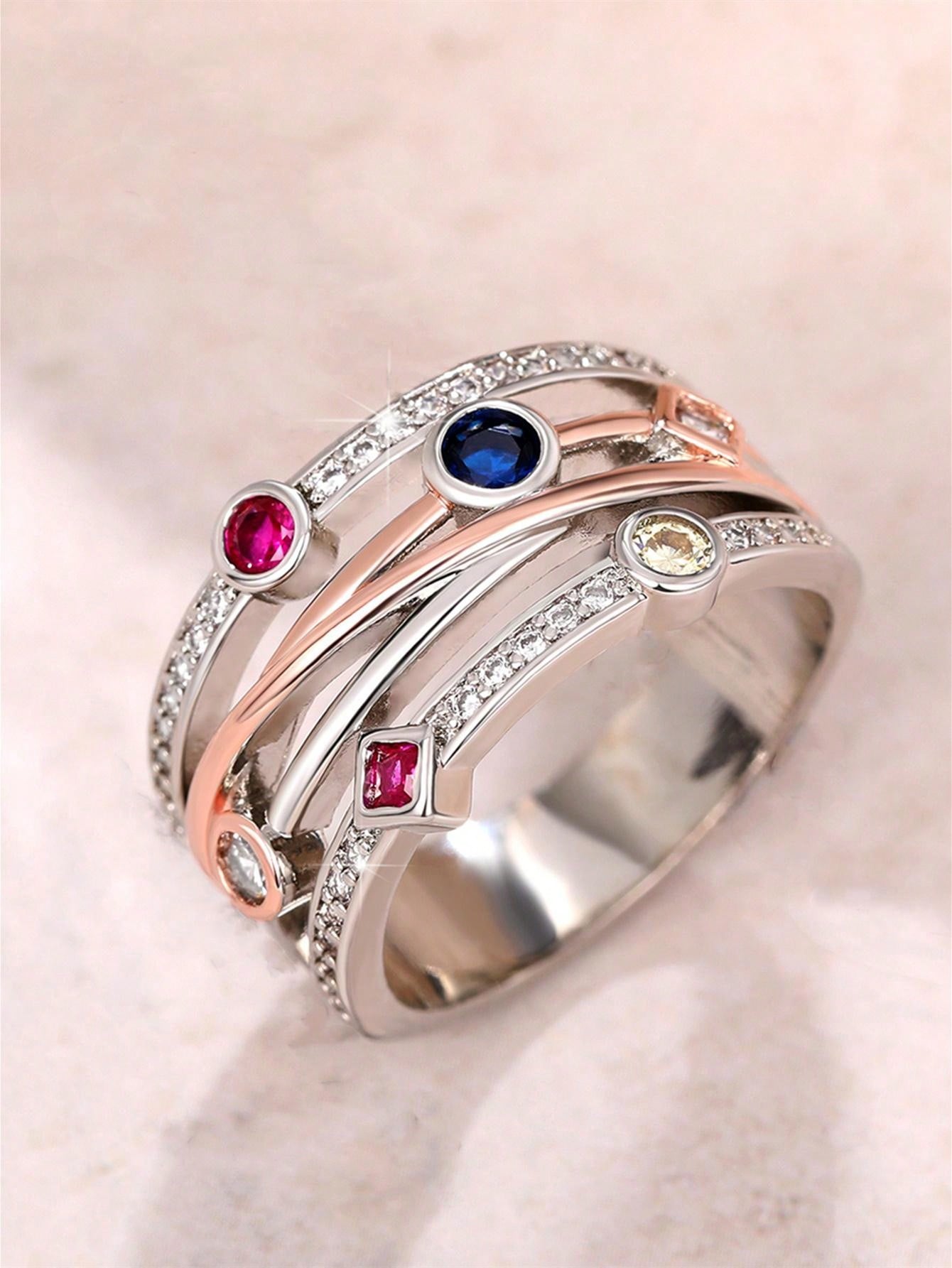 1 PC Fashion S925 Sterling Silver Cubic Zirconia Rings Wedding Jewelry For Women Fine Jewelry