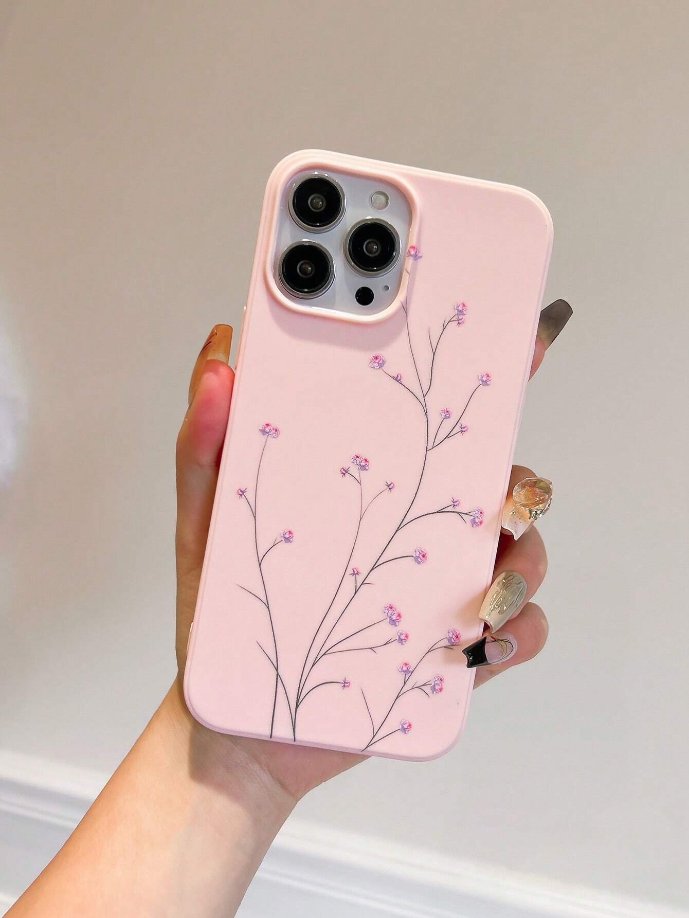 2pcs Pink Floral Design Protective Phone Case Compatible With Apple IPhone 14 Pro Max, IPhone 13, IPhone 12/12 Pro, IPhone 11, IPhone XS/XR