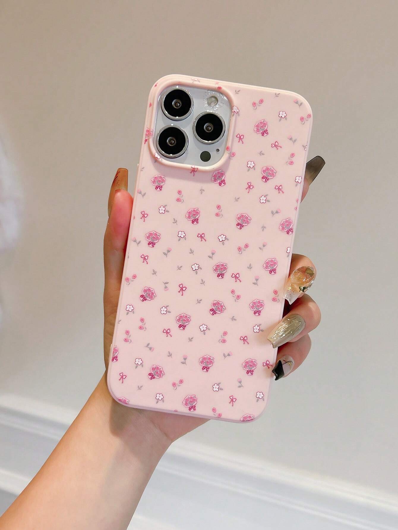 2pcs Pink Floral Design Protective Phone Case Compatible With Apple IPhone 14 Pro Max, IPhone 13, IPhone 12/12 Pro, IPhone 11, IPhone XS/XR