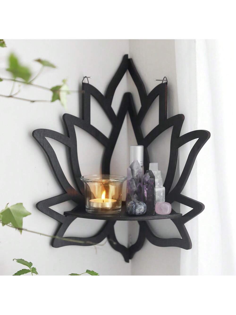 1Pc Wooden Butterfly Right Corner Hollow-Out Creative Shape Crystal Shelf Decorative Wall Shelf