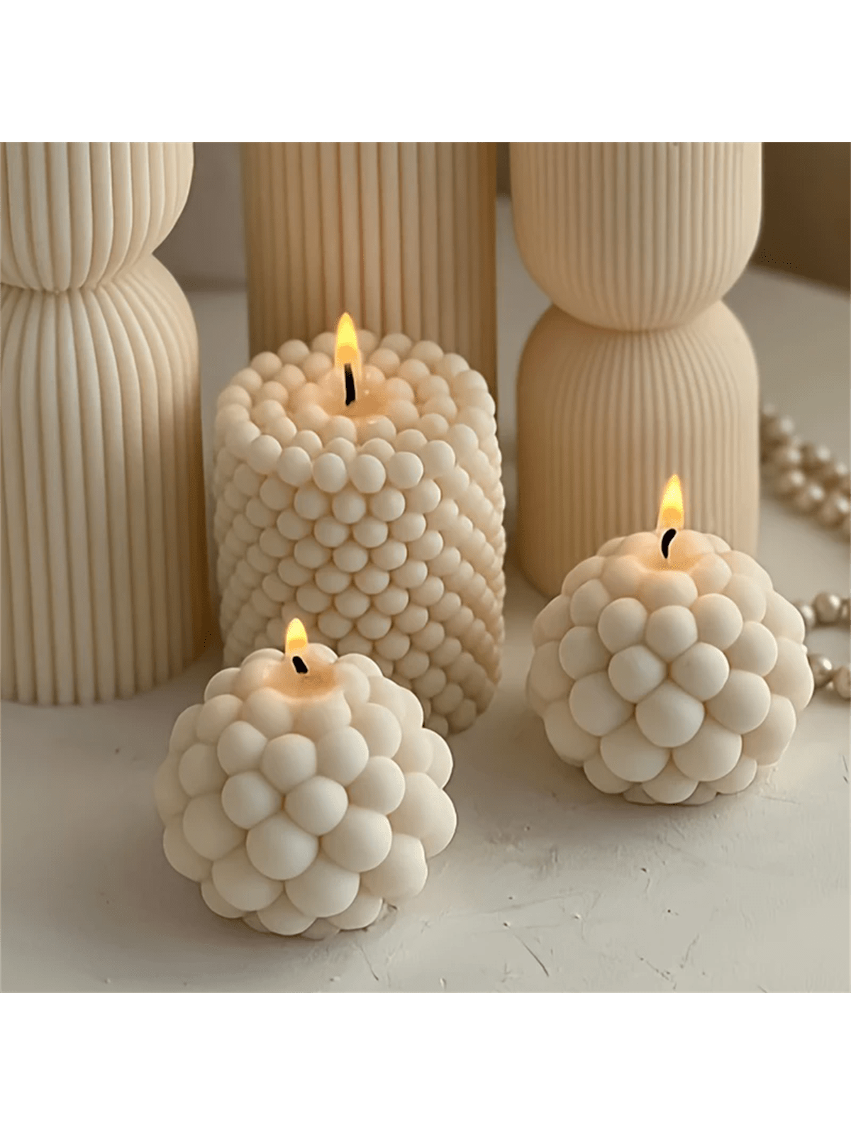 3D Silicone Candle Mold Cylindrical Bubble Round Ball Scented Aromatherapy Plaster Candle Mould DIY Cake Handmade Making Mold