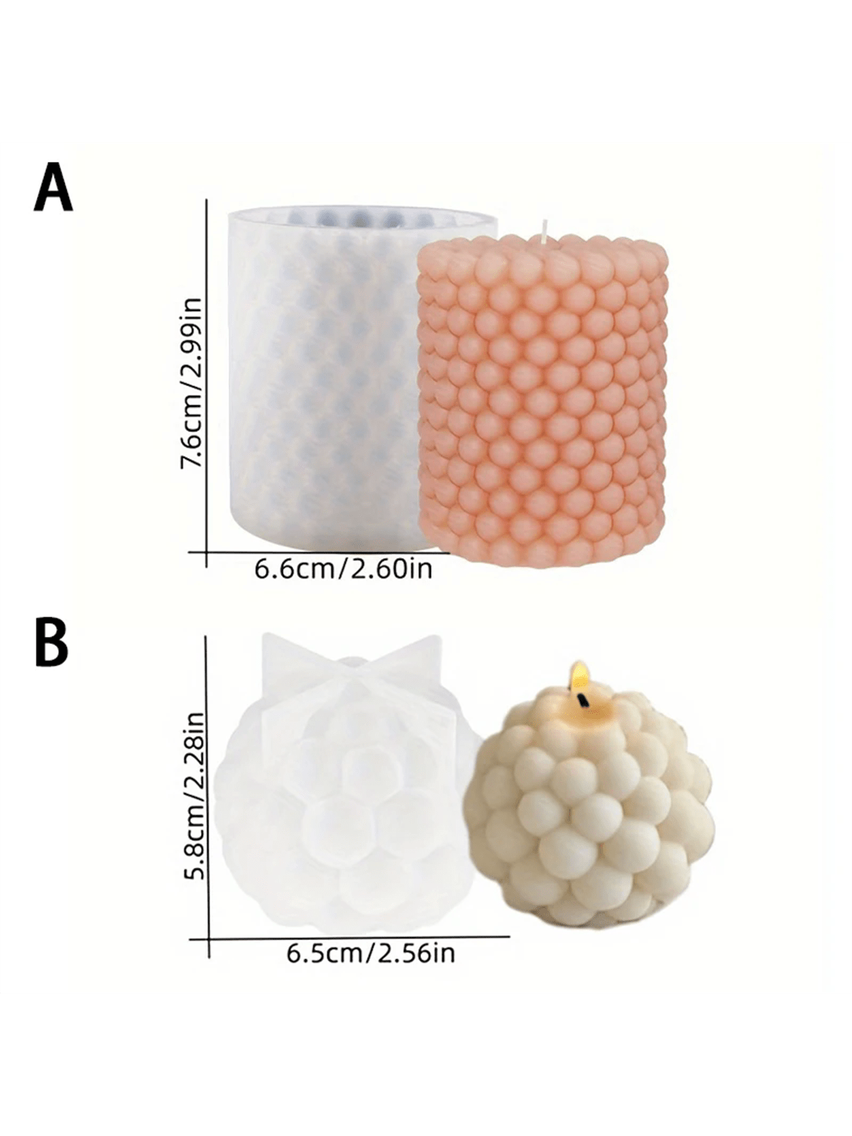 3D Silicone Candle Mold Cylindrical Bubble Round Ball Scented Aromatherapy Plaster Candle Mould DIY Cake Handmade Making Mold