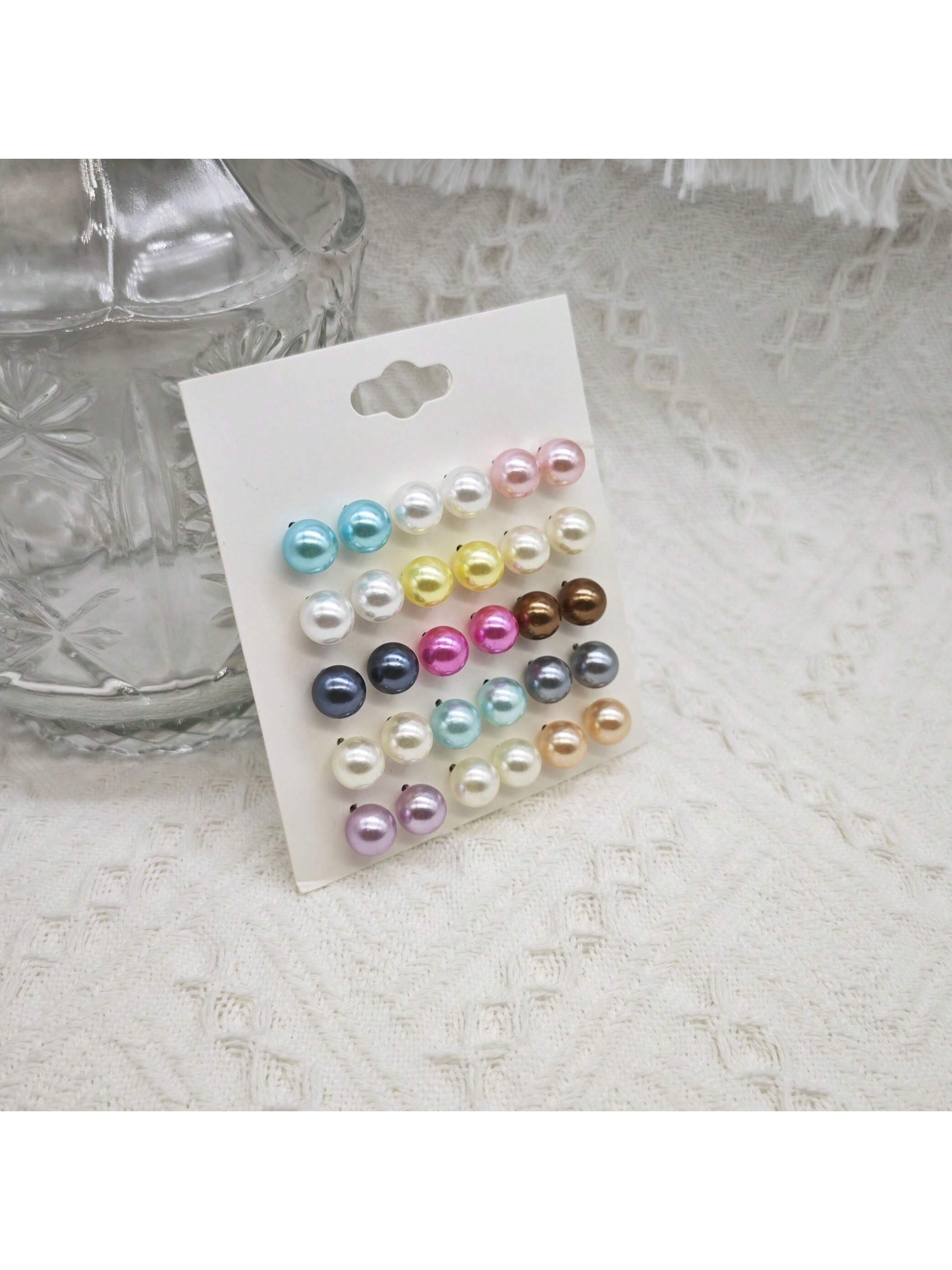 24pcs Cross-Border European And Korean Style Simple And Classic Pearl Earrings Set For Women