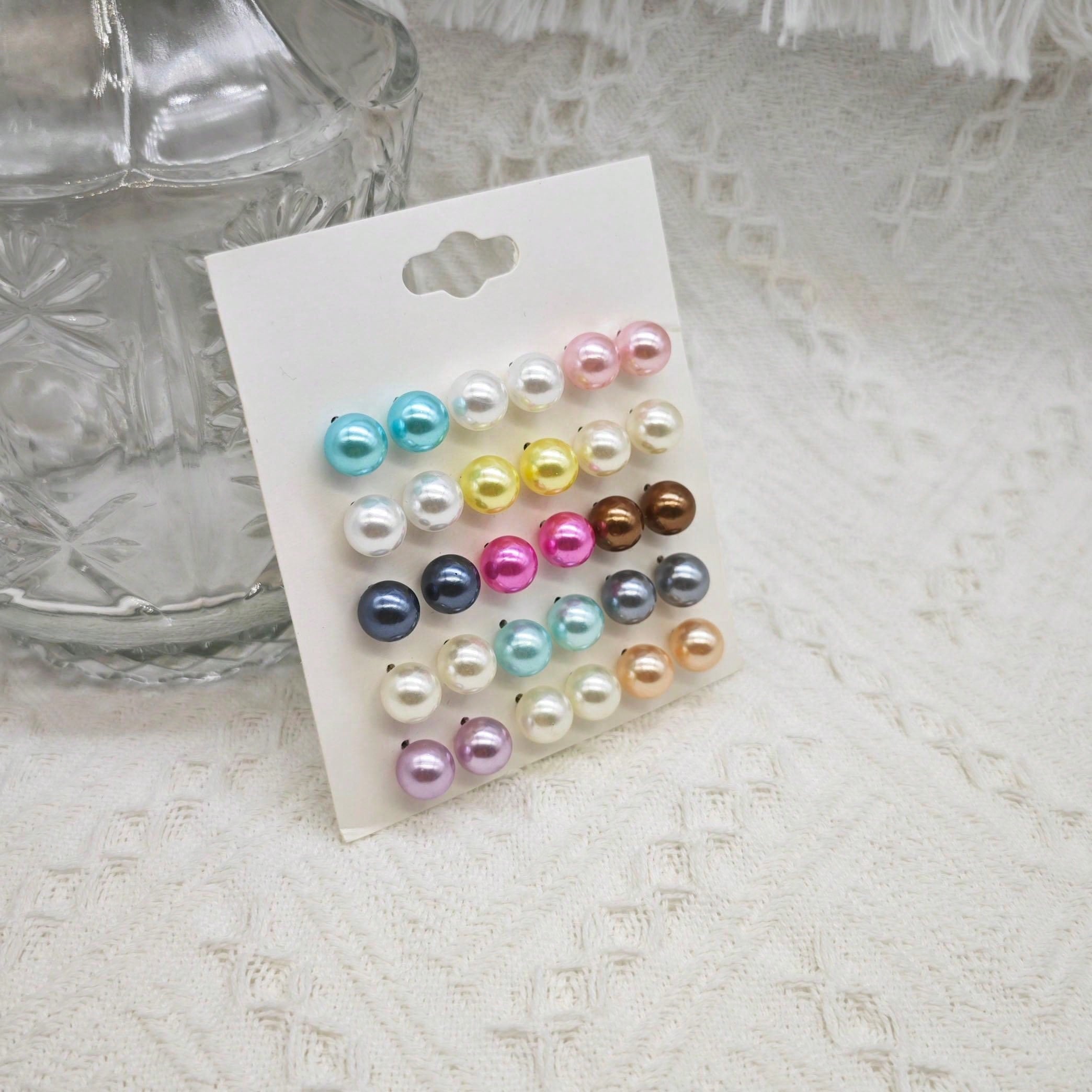 24pcs Cross-Border European And Korean Style Simple And Classic Pearl Earrings Set For Women