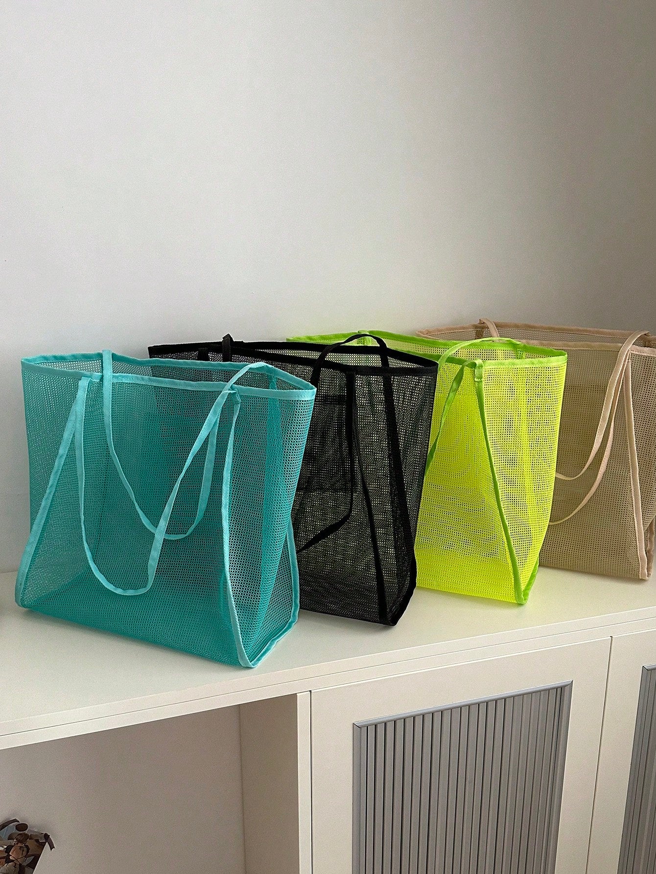 1pc Girl's Transparent Mesh Shoulder Bag, Fashionable Large Capacity Tote Bag For Daily Commute