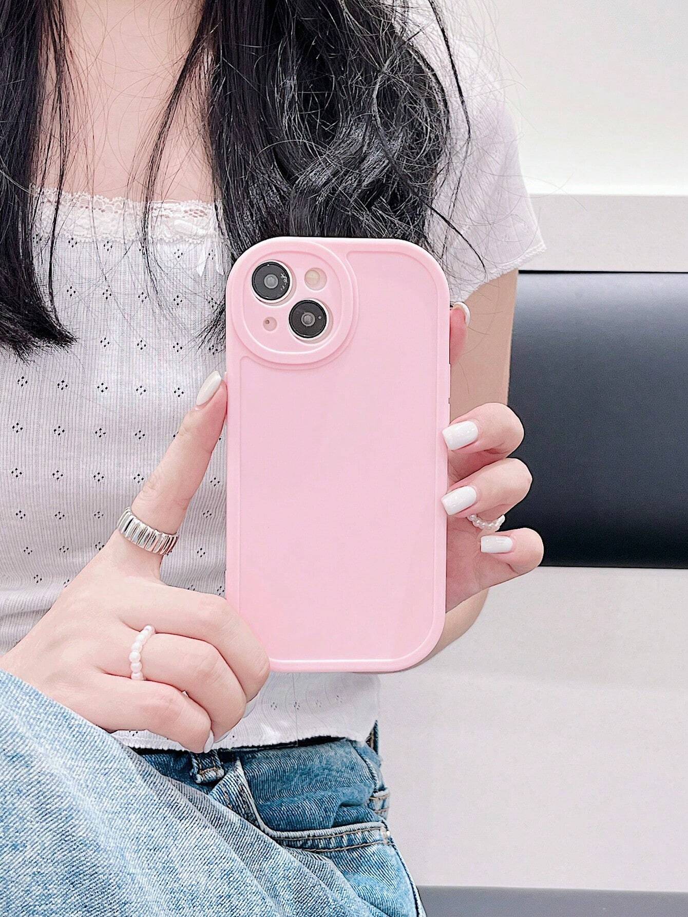 Basic Phone Cases Solid Color Phone Case, Simple Phone Case, Silicone Phone Case, Fashionable Phone Case, Black White Pink Phone Case Compatible With Iphone 16, IPhone 16 Pro Max, IPhone 16 Pro, IPhone 16 Plus, IPhone Samsung Galaxy