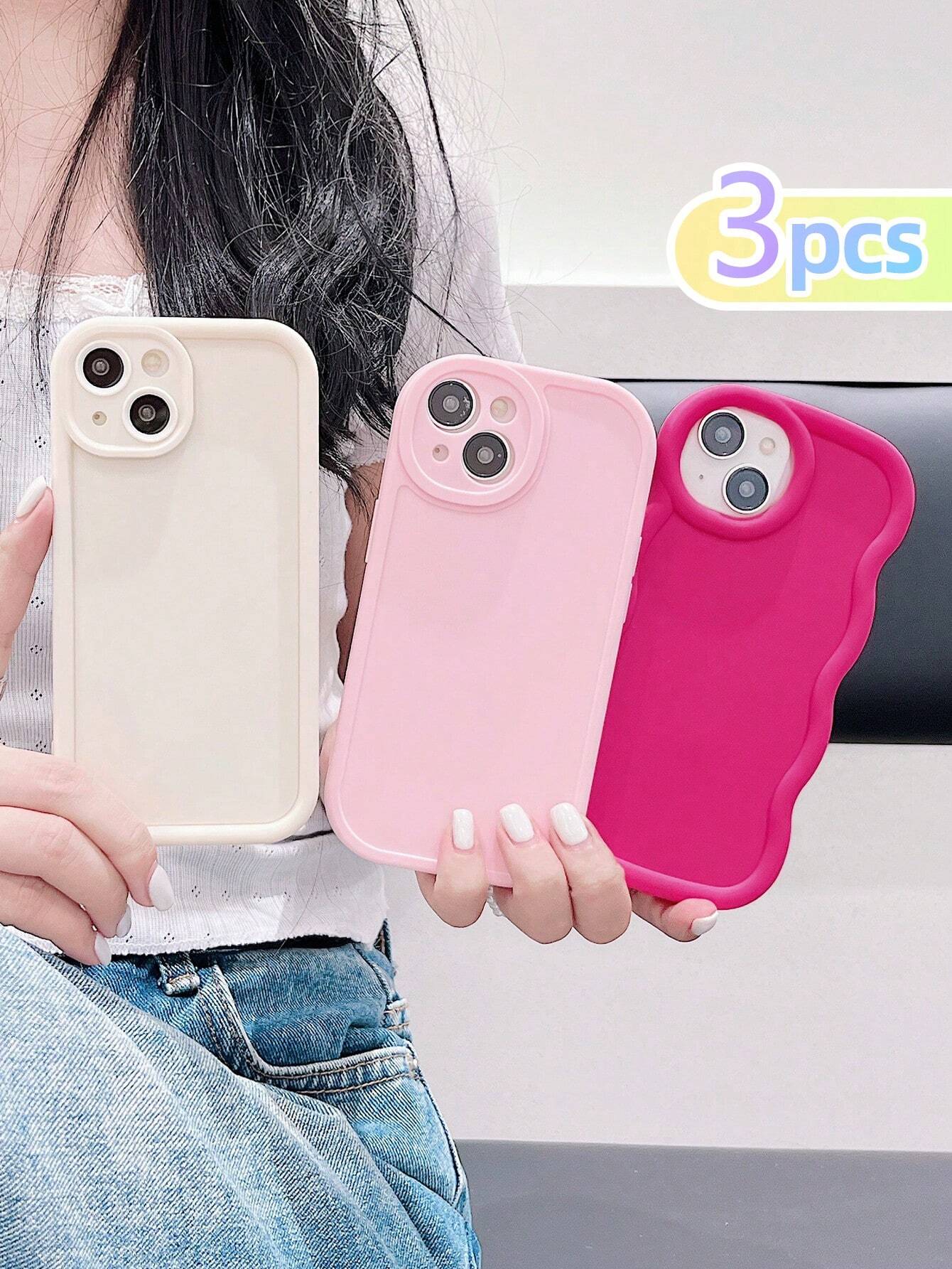 Basic Phone Cases Solid Color Phone Case, Simple Phone Case, Silicone Phone Case, Fashionable Phone Case, Black White Pink Phone Case Compatible With Iphone 16, IPhone 16 Pro Max, IPhone 16 Pro, IPhone 16 Plus, IPhone Samsung Galaxy