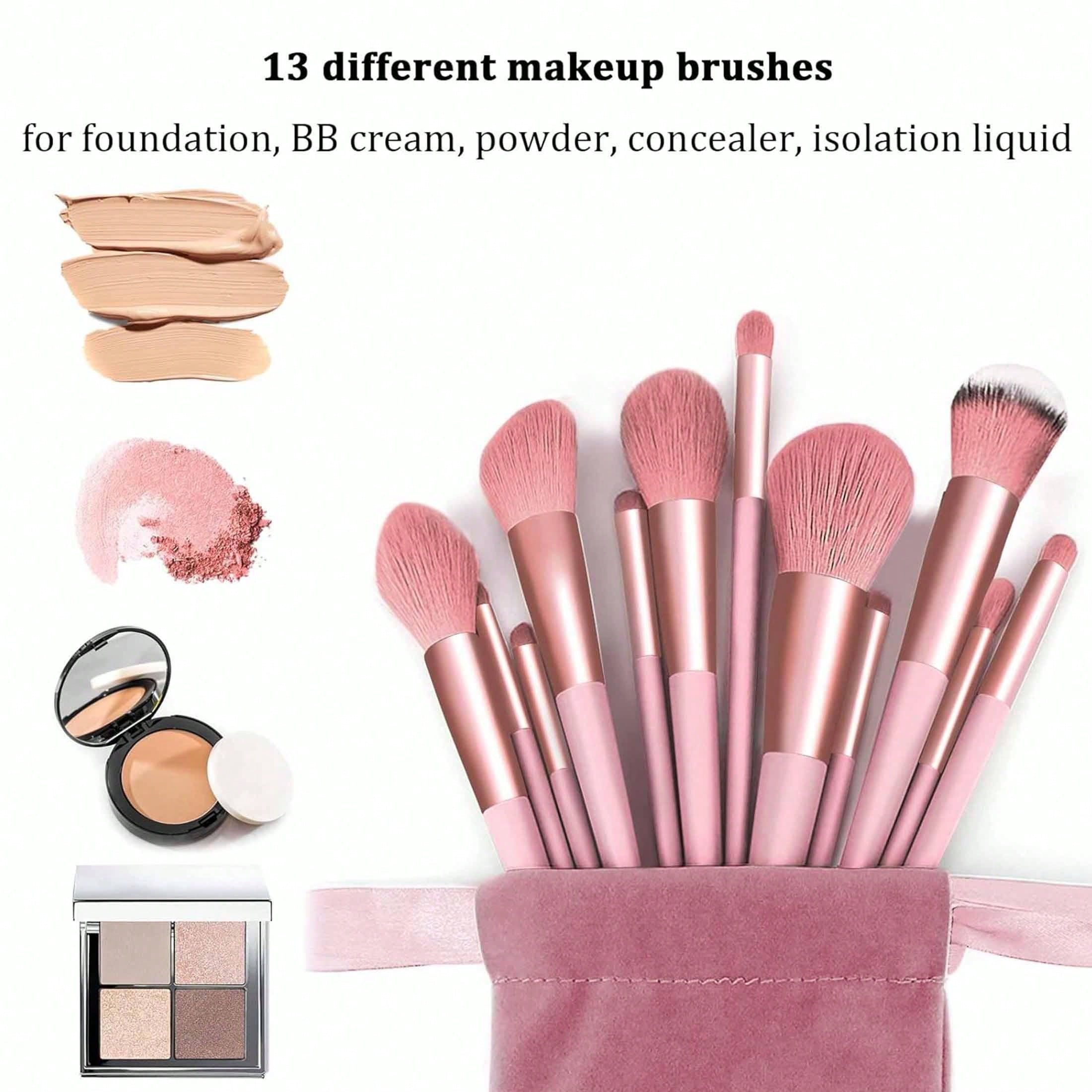 Makeup Brush 13pcs Brushes Set3pcs Cosmetic Makeup Sponge1pcs Makeup Brush Cleaning Box Beauty Tool Eyeshadow Blush Professional Brushes