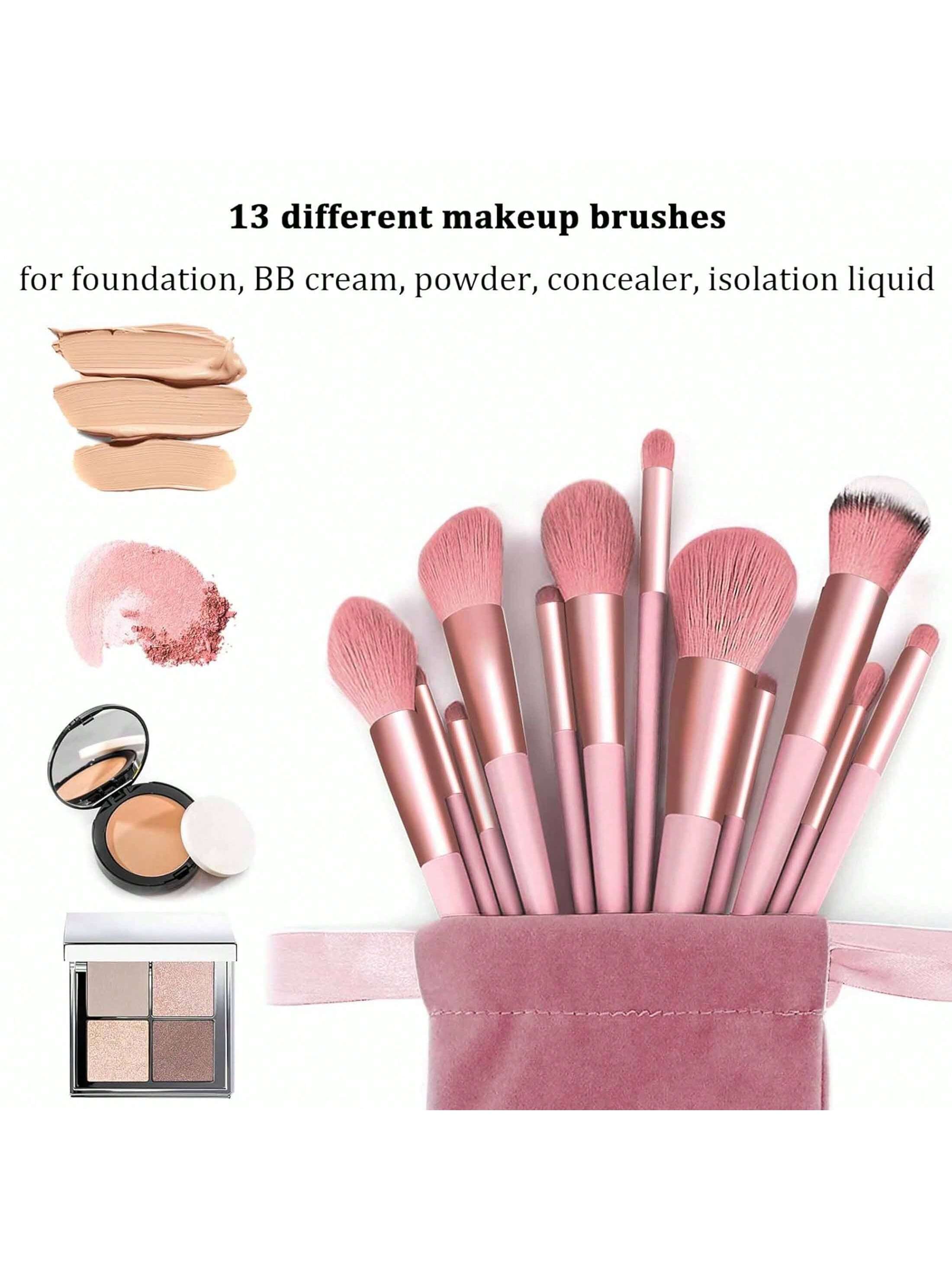 Makeup Brush 13pcs Brushes Set3pcs Cosmetic Makeup Sponge1pcs Makeup Brush Cleaning Box Beauty Tool Eyeshadow Blush Professional Brushes