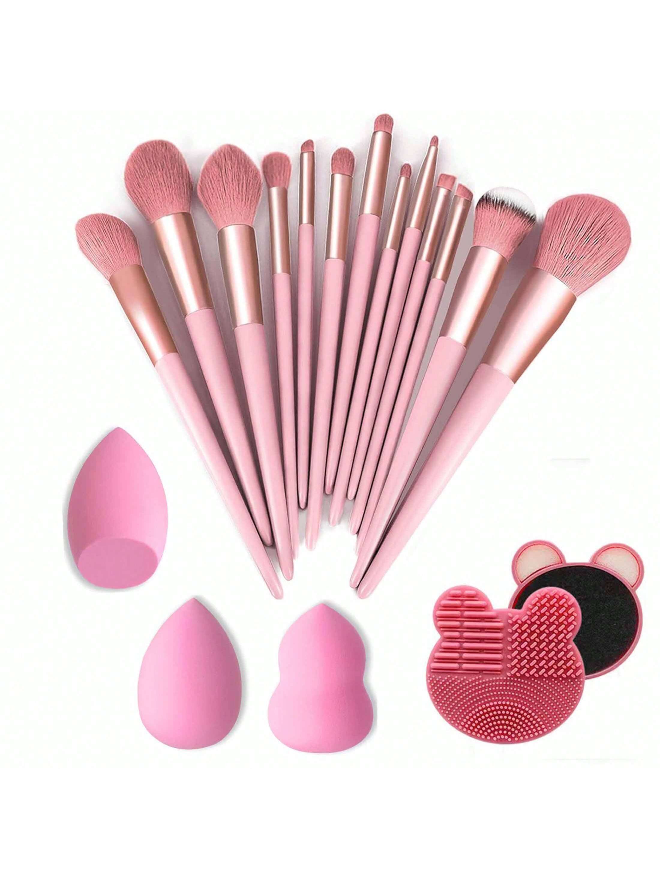 Makeup Brush 13pcs Brushes Set3pcs Cosmetic Makeup Sponge1pcs Makeup Brush Cleaning Box Beauty Tool Eyeshadow Blush Professional Brushes