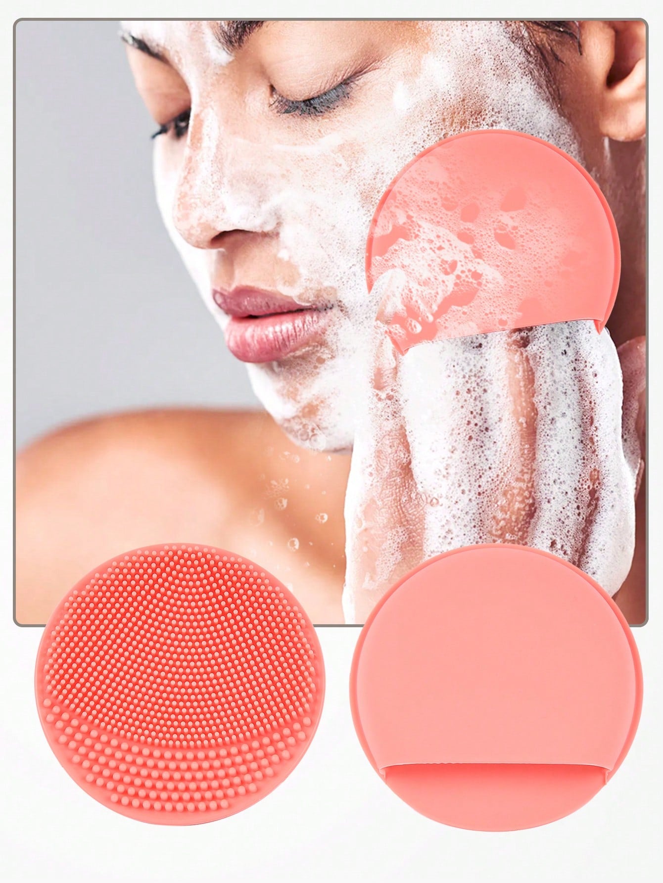 1pc Silicone Face Wash Brush Exfoliating Beauty Face Scrub Black Pink Hand Cleaning Brush