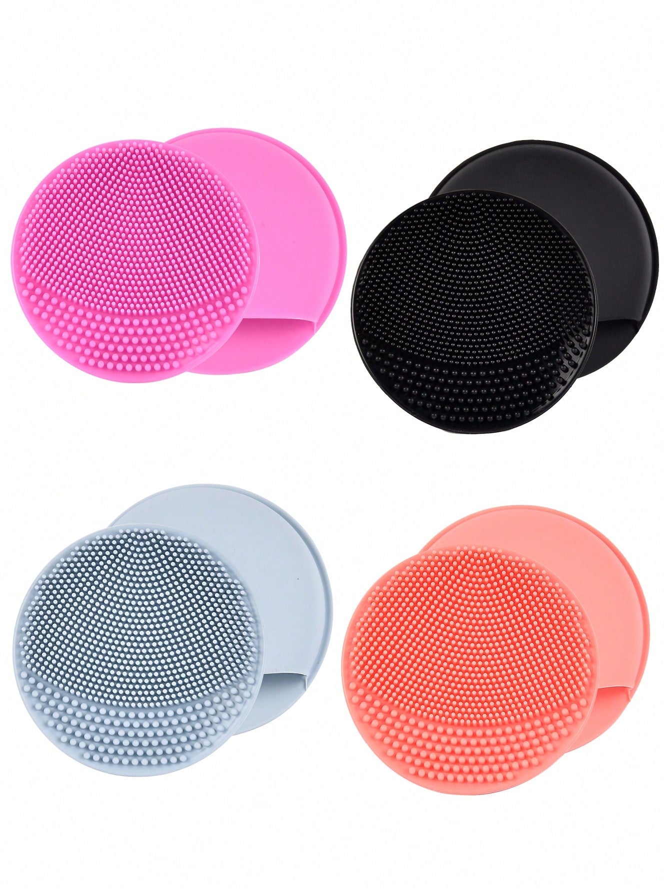 1pc Silicone Face Wash Brush Exfoliating Beauty Face Scrub Black Pink Hand Cleaning Brush