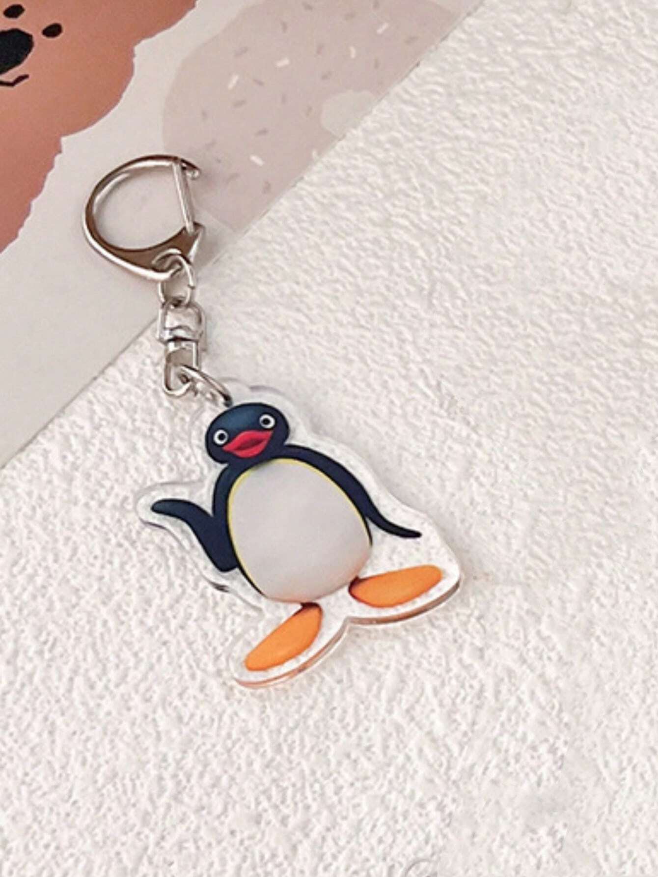 1pc Unisex Cute Cartoon Penguin Keychain, Pingu Acrylic Pendant For Couples, Friends, Backpack, Keys