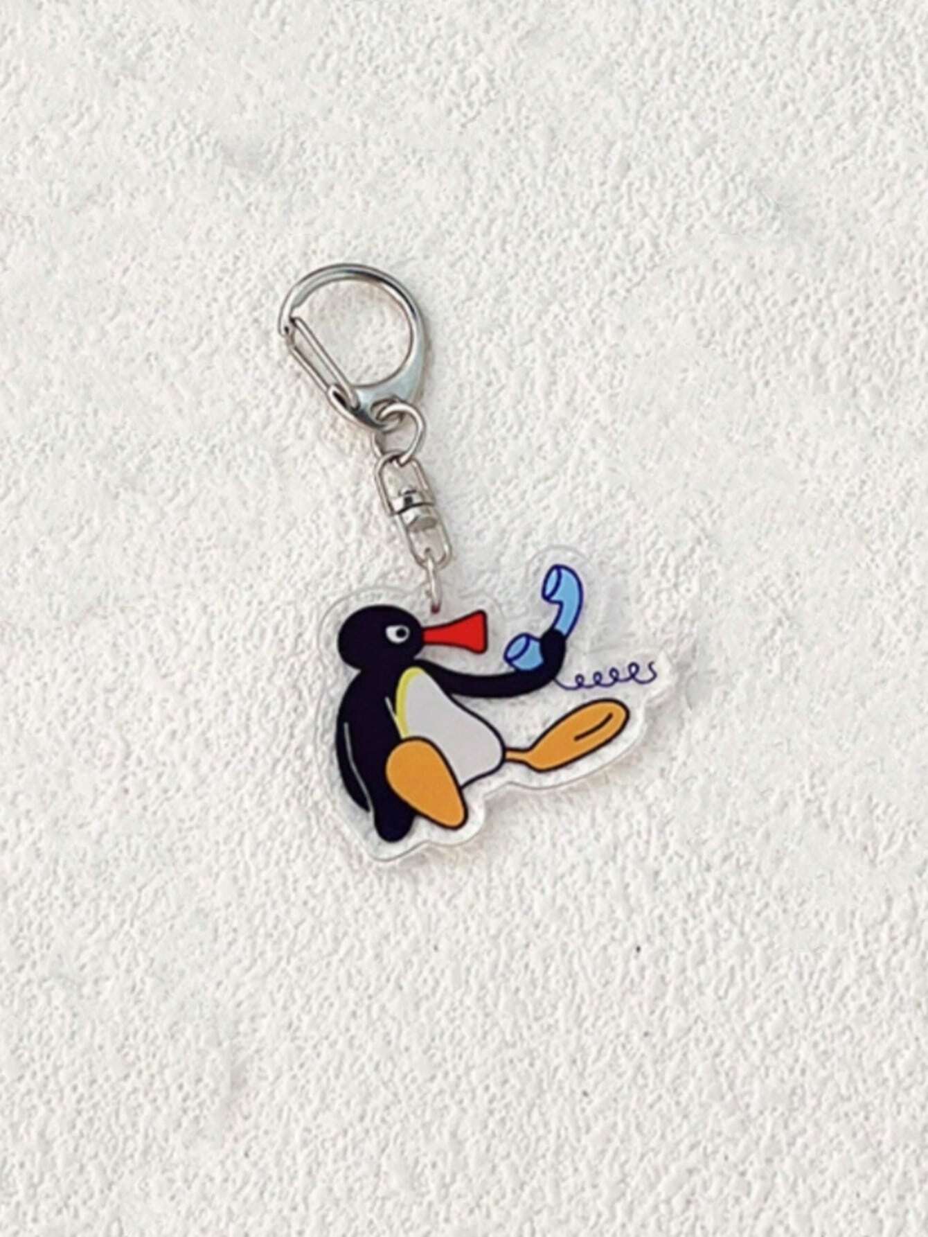 1pc Unisex Cute Cartoon Penguin Keychain, Pingu Acrylic Pendant For Couples, Friends, Backpack, Keys