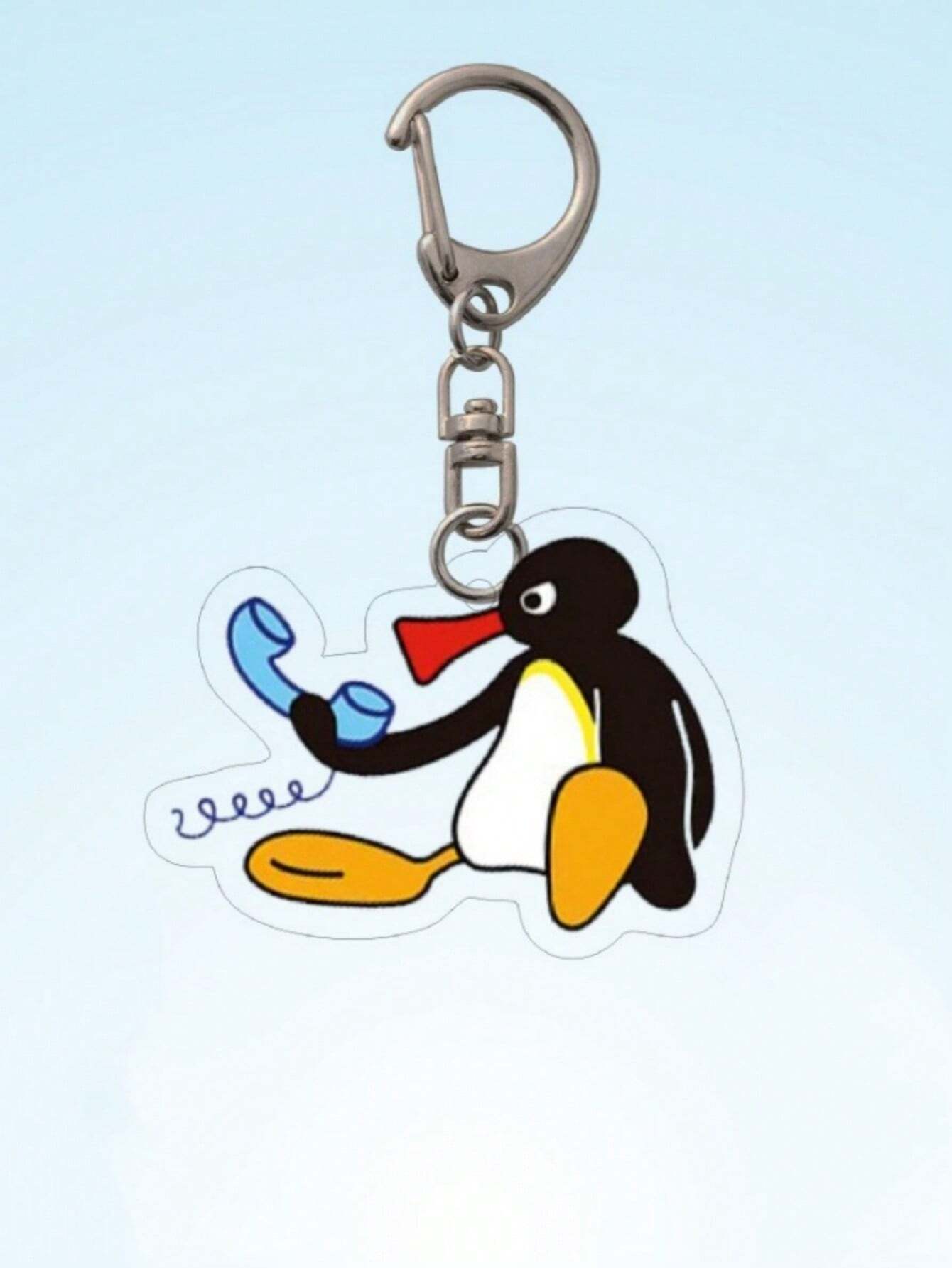 1pc Unisex Cute Cartoon Penguin Keychain, Pingu Acrylic Pendant For Couples, Friends, Backpack, Keys