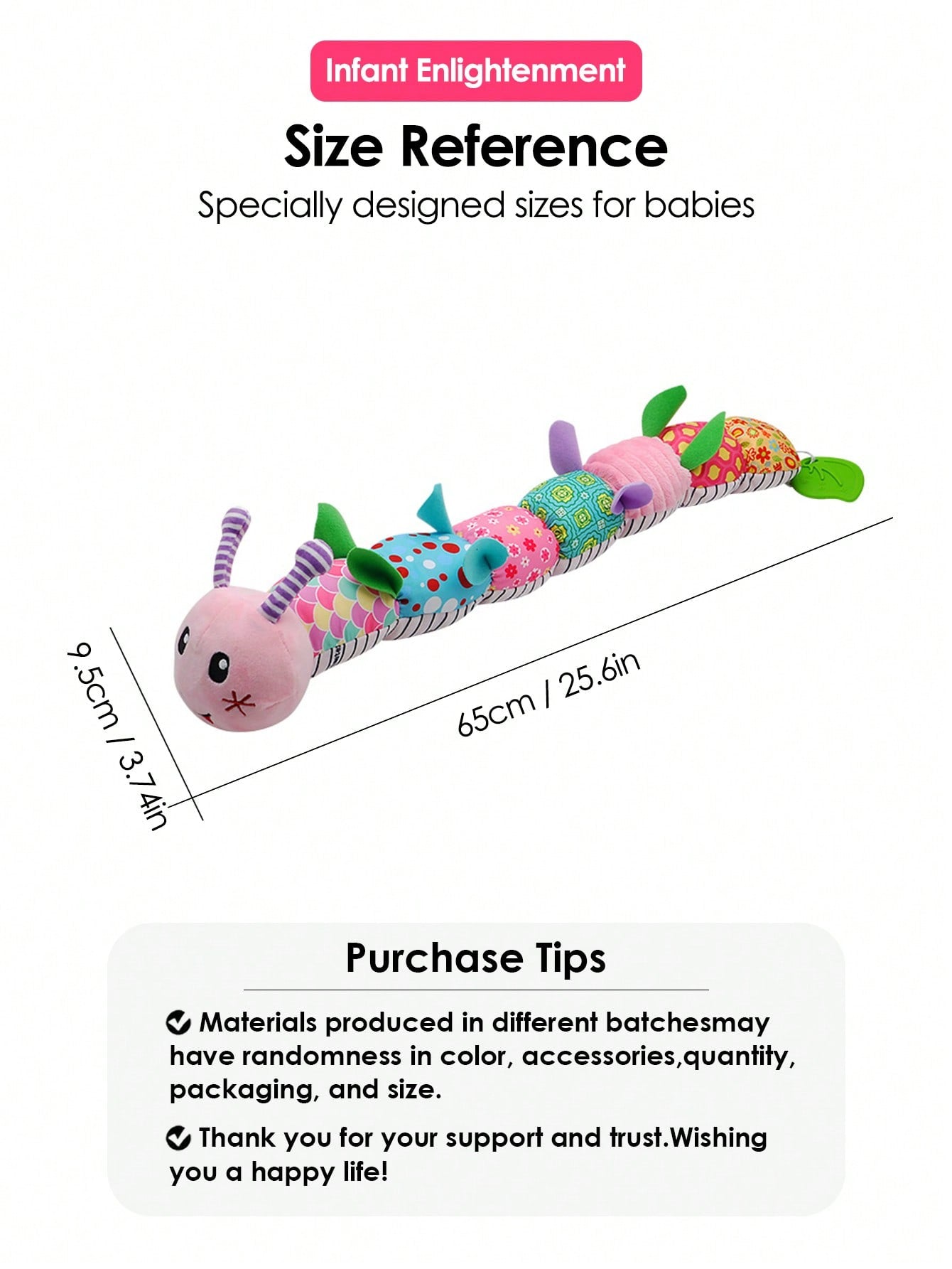 1pc Baby Rattle Musical Caterpillar Worm Soft Infant PlushToys Educational Interactive Sensory Toy For BabiesNewborn Toddler Gift