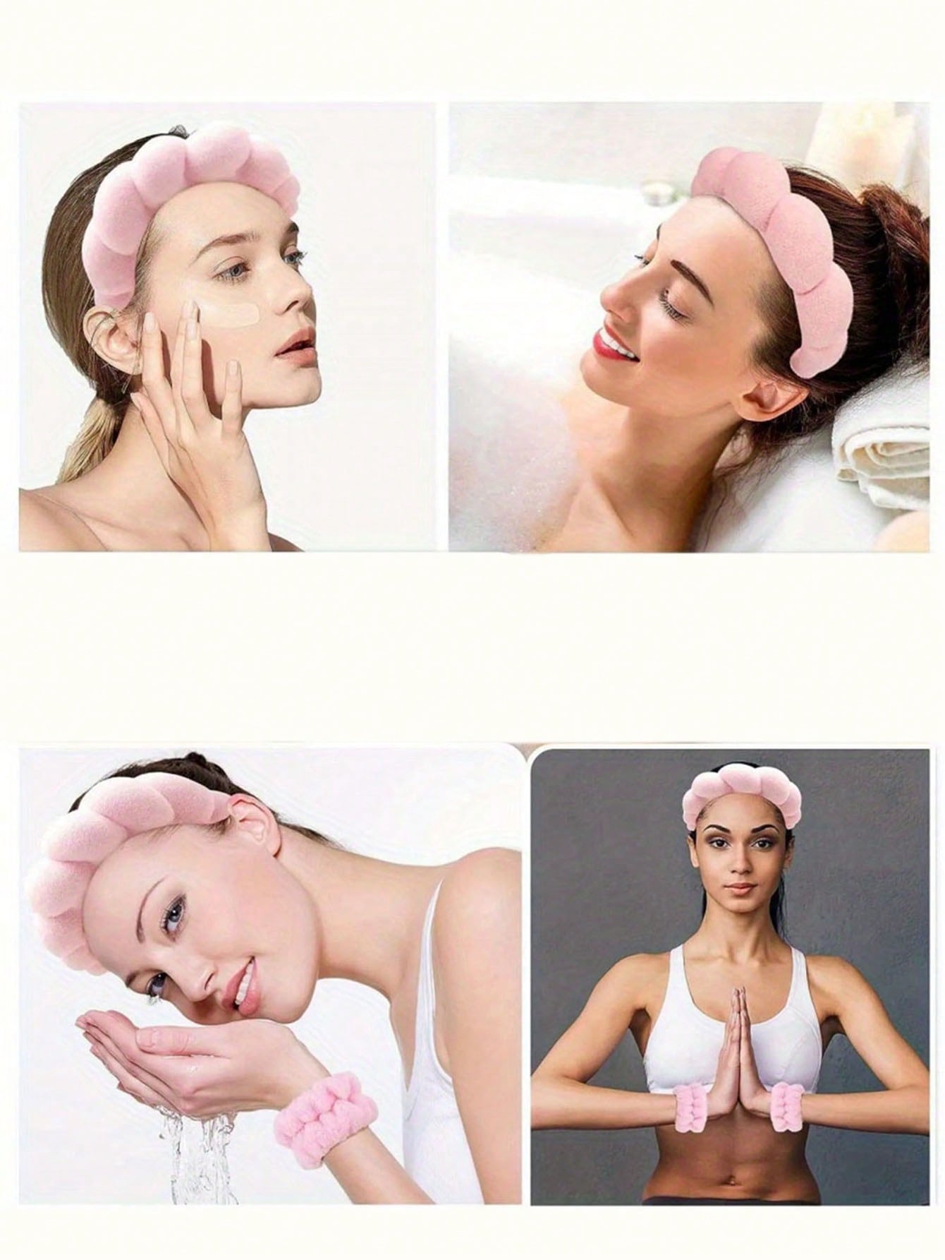 3-Piece Luxury Microfiber Spa Headband & Wristbands Set - Soft, Comfortable For Face Washing, Makeup, Shower & Skincare Set Of Women's And Girls' Hair Accessories