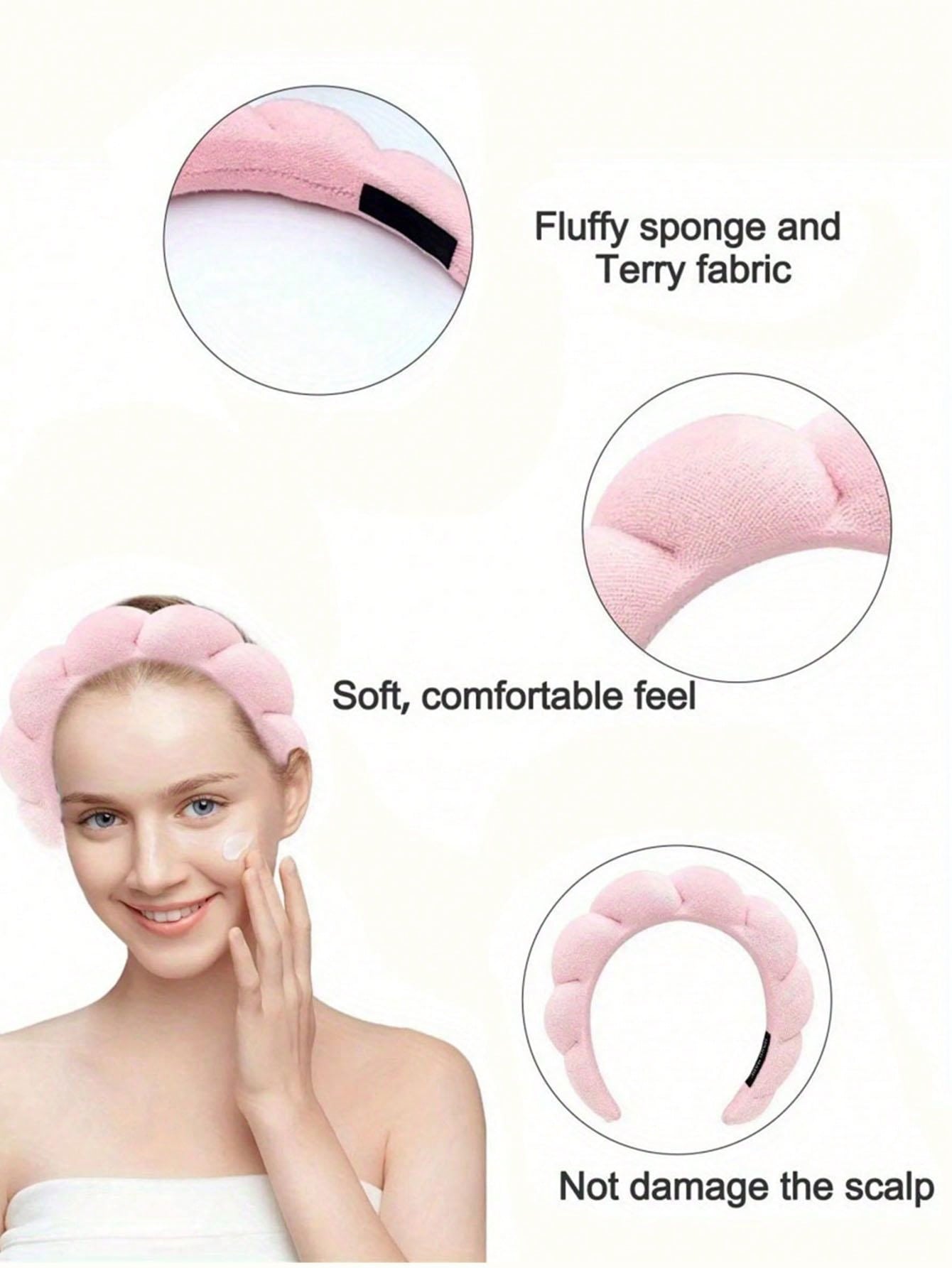 3-Piece Luxury Microfiber Spa Headband & Wristbands Set - Soft, Comfortable For Face Washing, Makeup, Shower & Skincare Set Of Women's And Girls' Hair Accessories