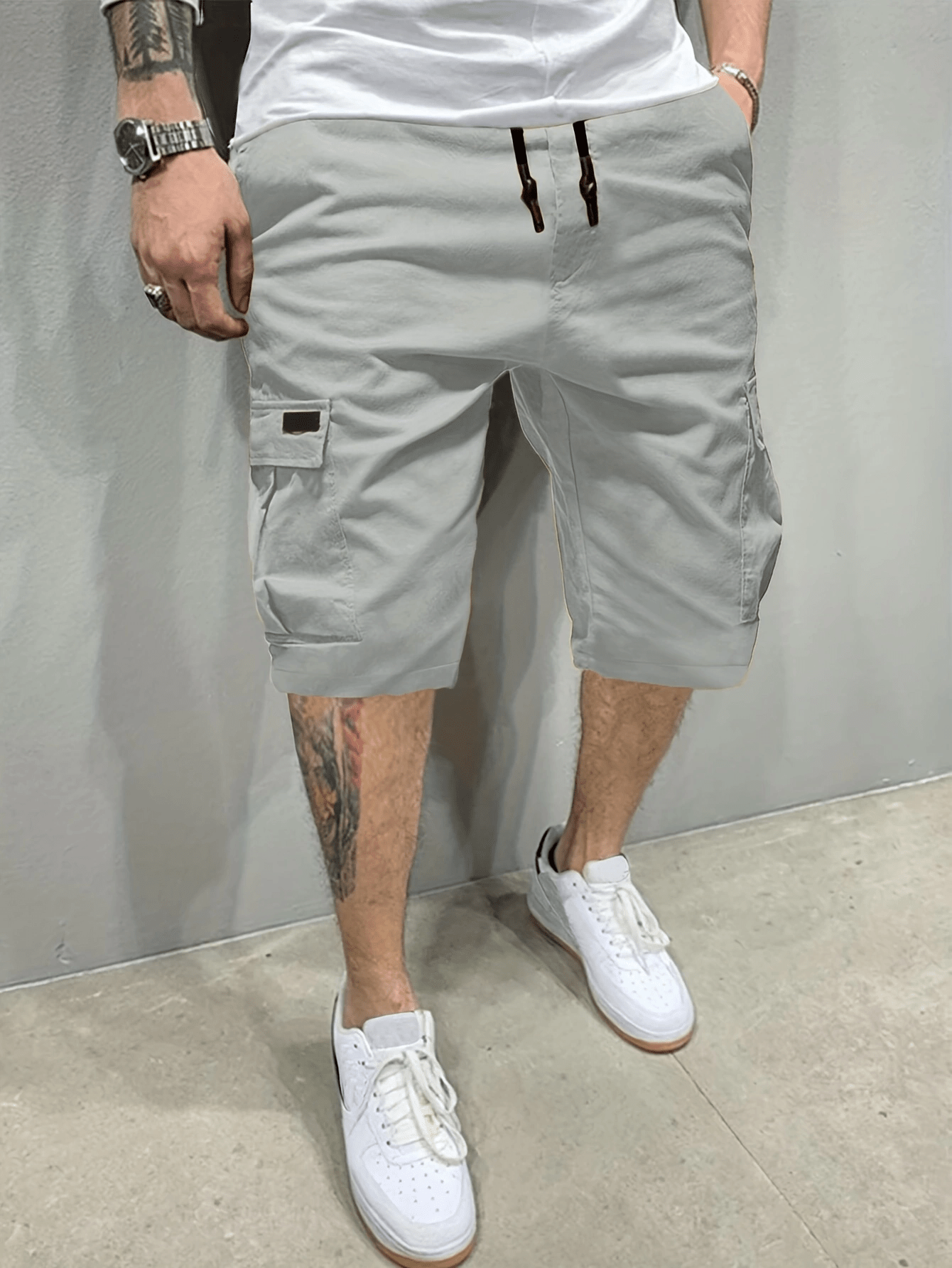 Cargo Shorts Classic Design, Men's Casual Multi-Pocket Drawstring Waist Cargo Shorts, Suitable For Outdoor Wear In Summer