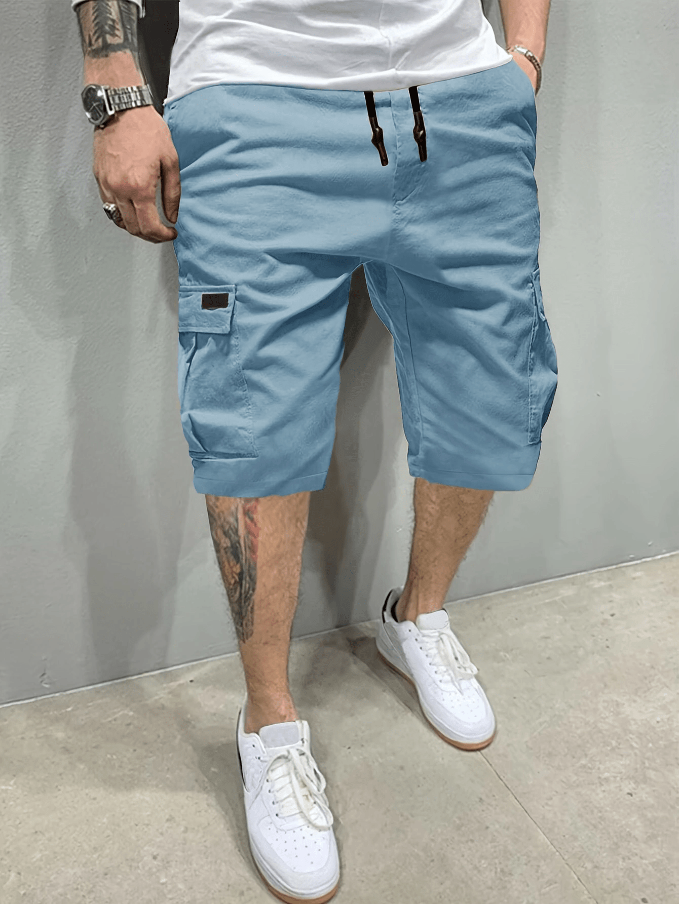 Cargo Shorts Classic Design, Men's Casual Multi-Pocket Drawstring Waist Cargo Shorts, Suitable For Outdoor Wear In Summer