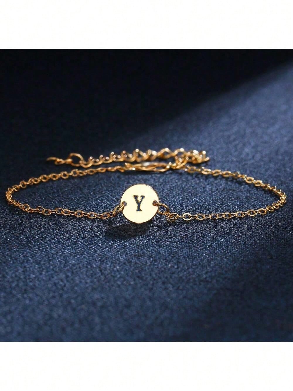 1pc New Simple A-Z Initial Letter Women Bracelet Trendy Stainless Steel Chain Bracelet For Women Jewelry Gift, Suitable For Daily Date, Saint's Day, Spain Victory, Mexico Independence Day, Germany National Day, Brazil Independence Day, Music Festival, Be