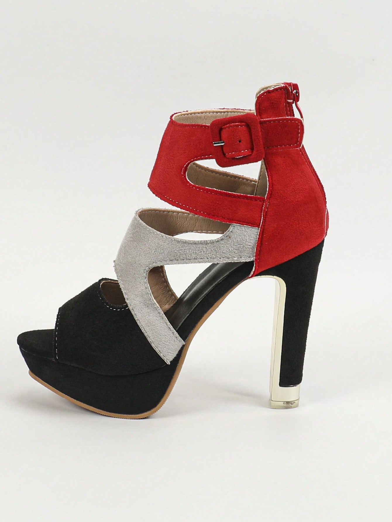 Color-Blocked Hollow Peep-Toe Sandals With Thick Heels And Waterproof Platform, Women's Versatile Summer Boots