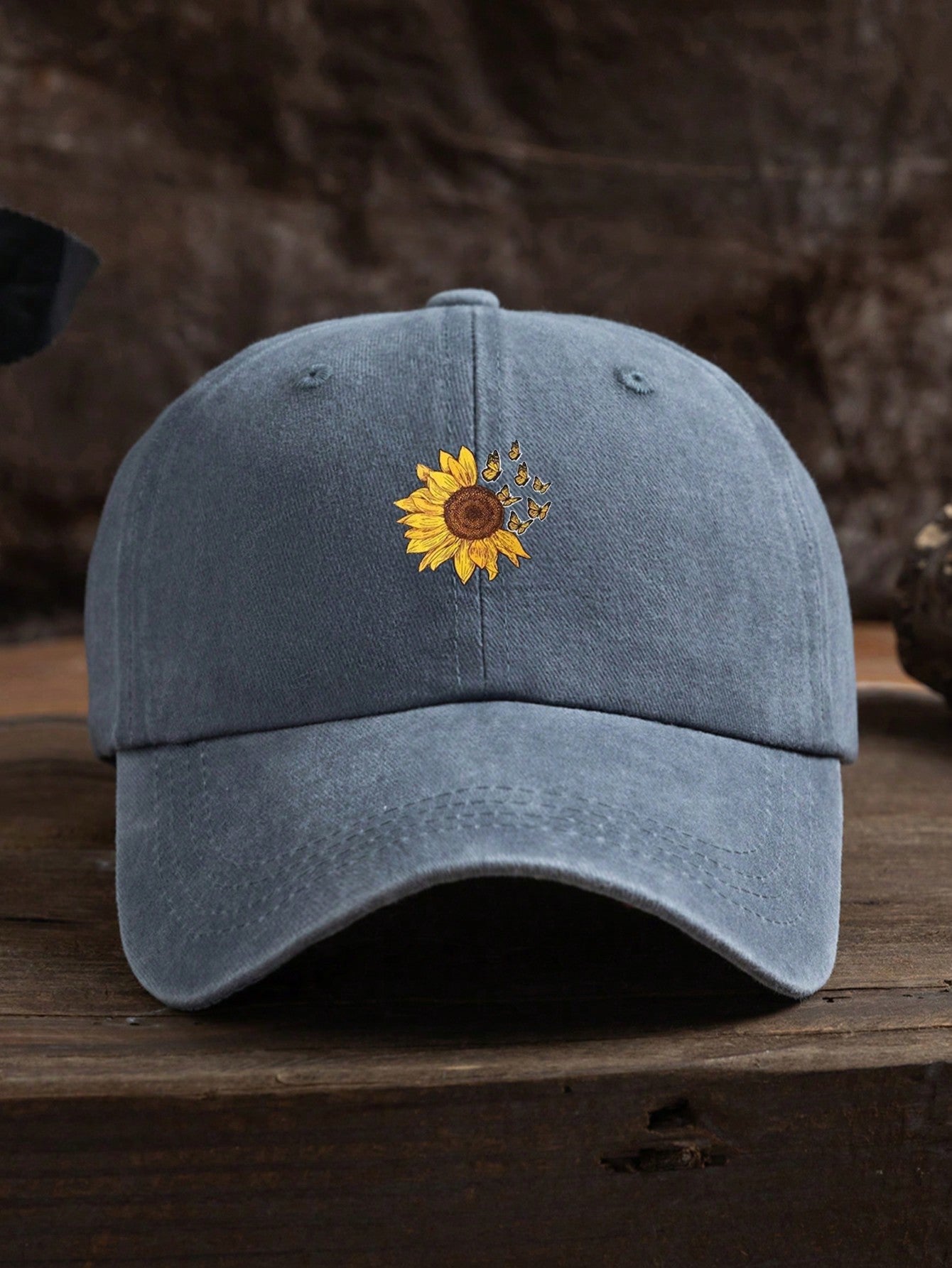 1pc Unisex Outdoor Casual Sunflower Print Adjustable Baseball Cap