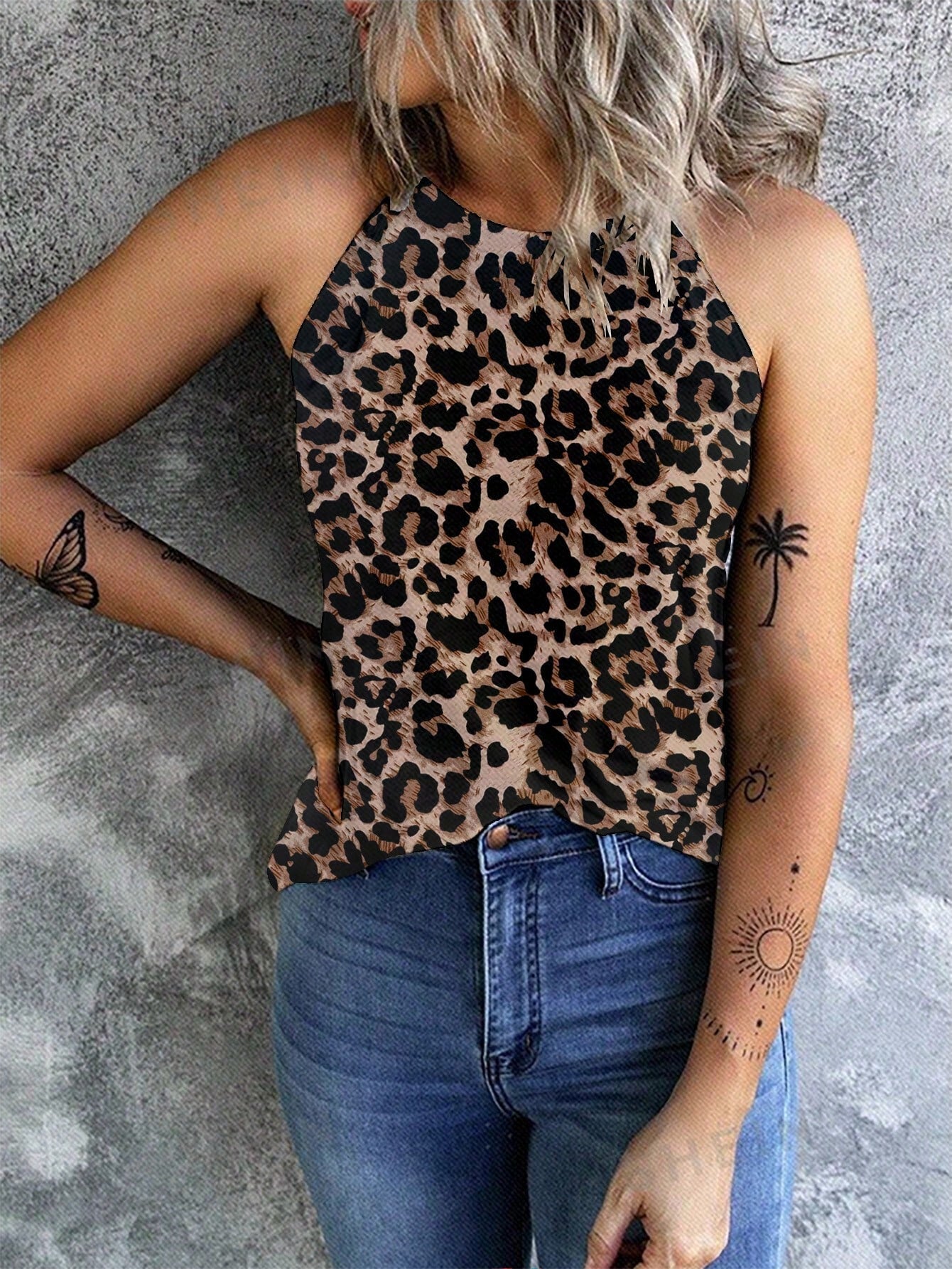 LUNE Ladies' Simple Leopard Pattern Cheetah Print Camisole,  Suitable For Summer