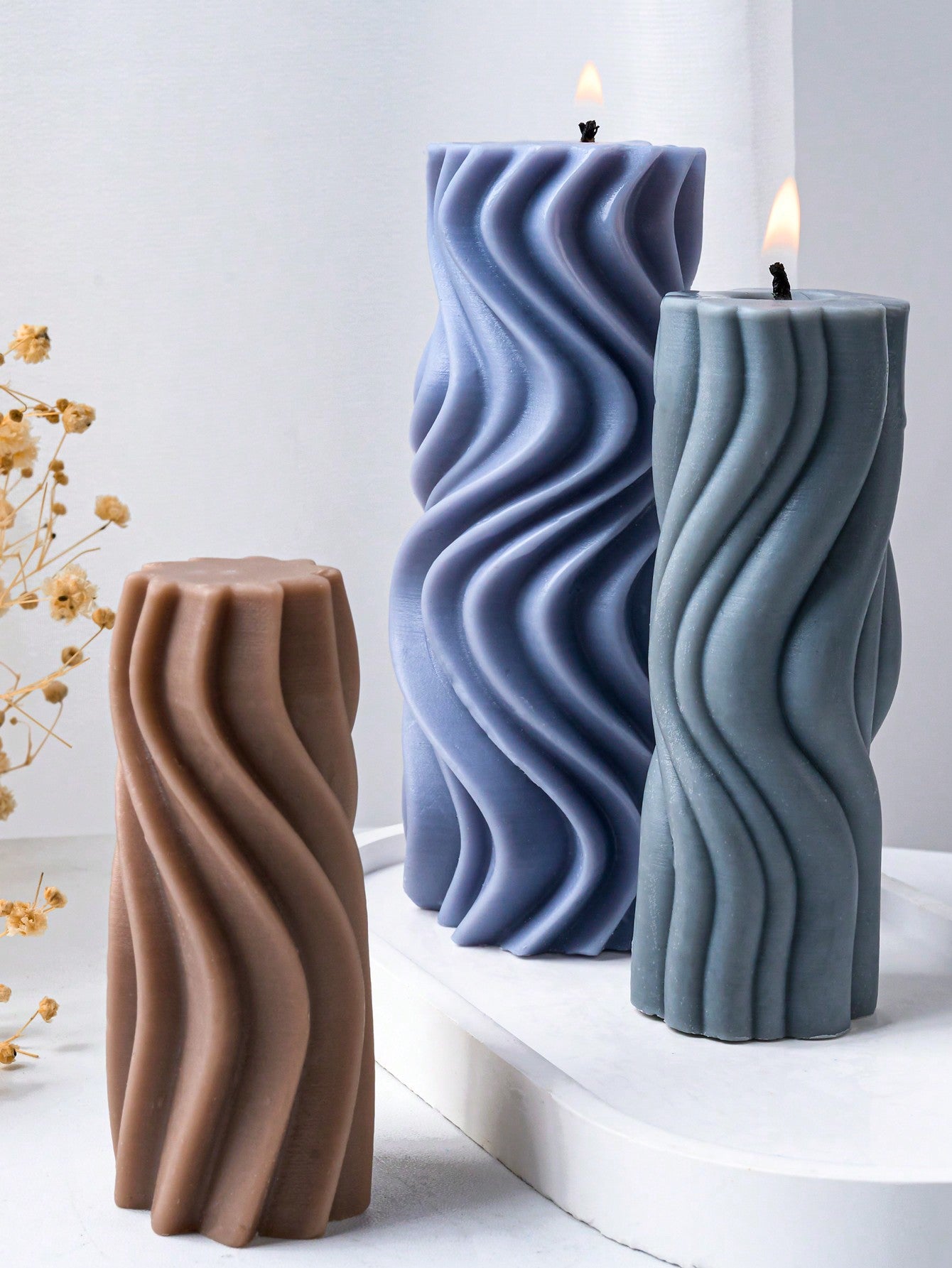 1pc Bohemian Cylinder Candle Silicone Mold DIY Line Artwork 3D Design Epoxy Resin Casting Mold Home Decor