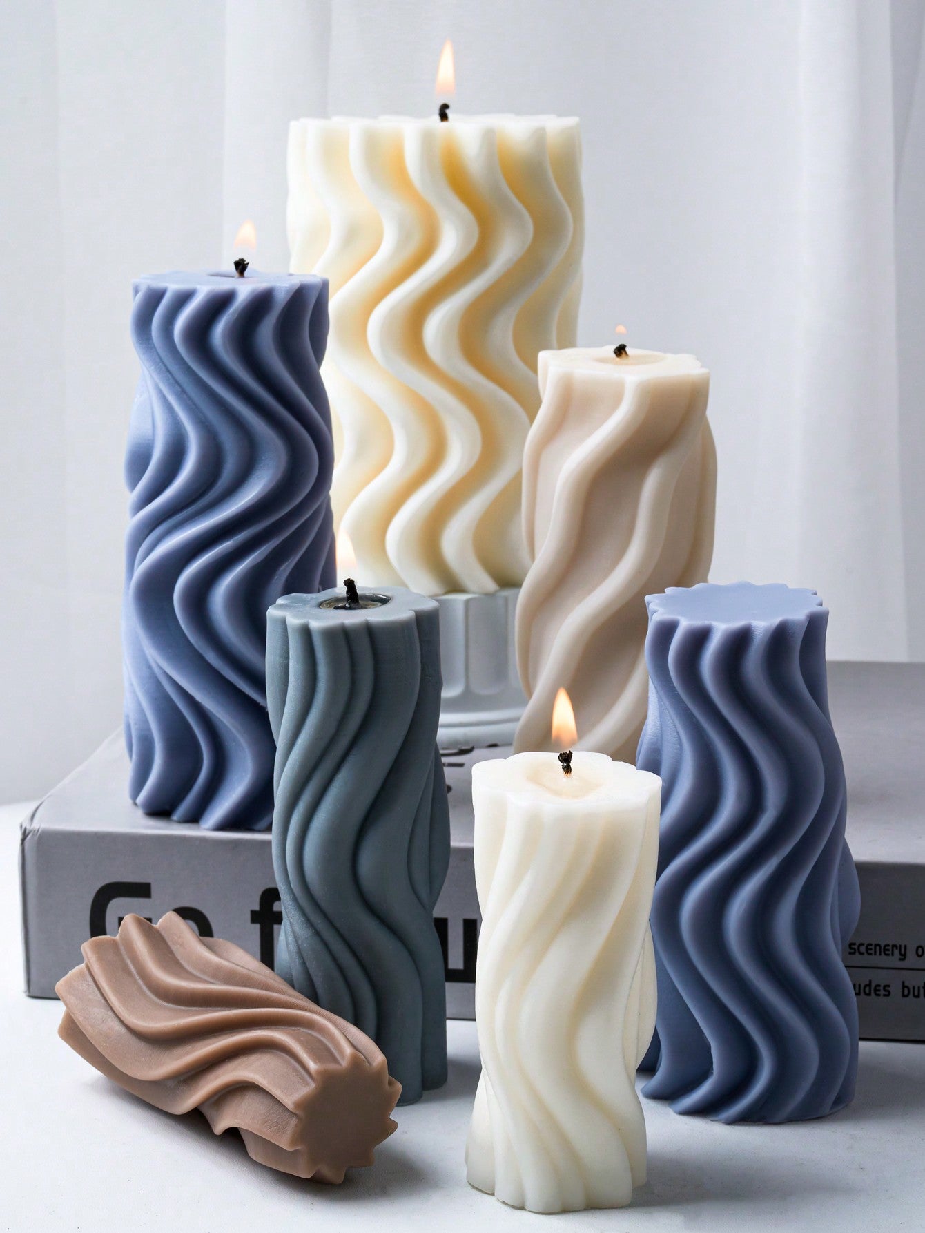 1pc Bohemian Cylinder Candle Silicone Mold DIY Line Artwork 3D Design Epoxy Resin Casting Mold Home Decor