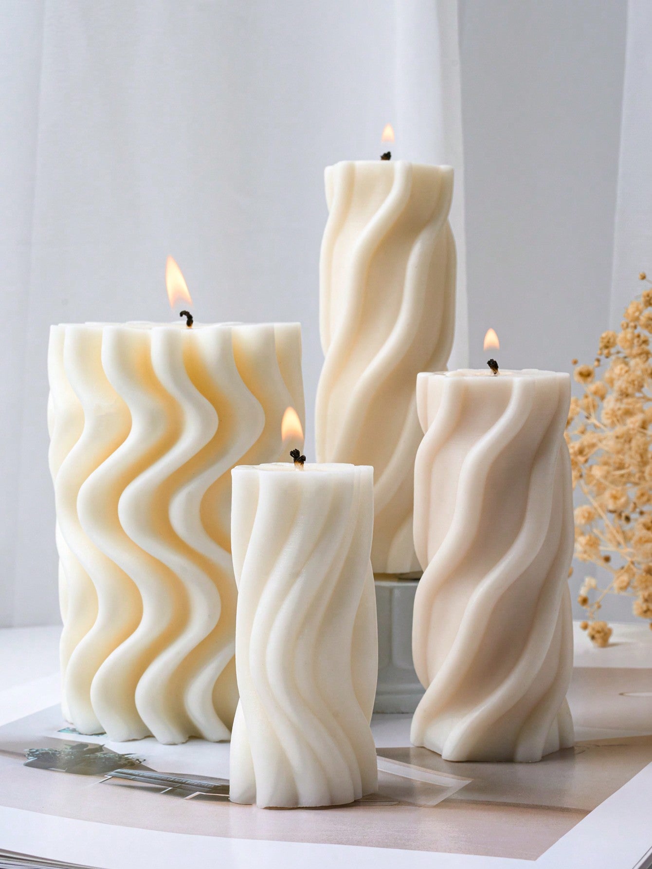 1pc Bohemian Cylinder Candle Silicone Mold DIY Line Artwork 3D Design Epoxy Resin Casting Mold Home Decor