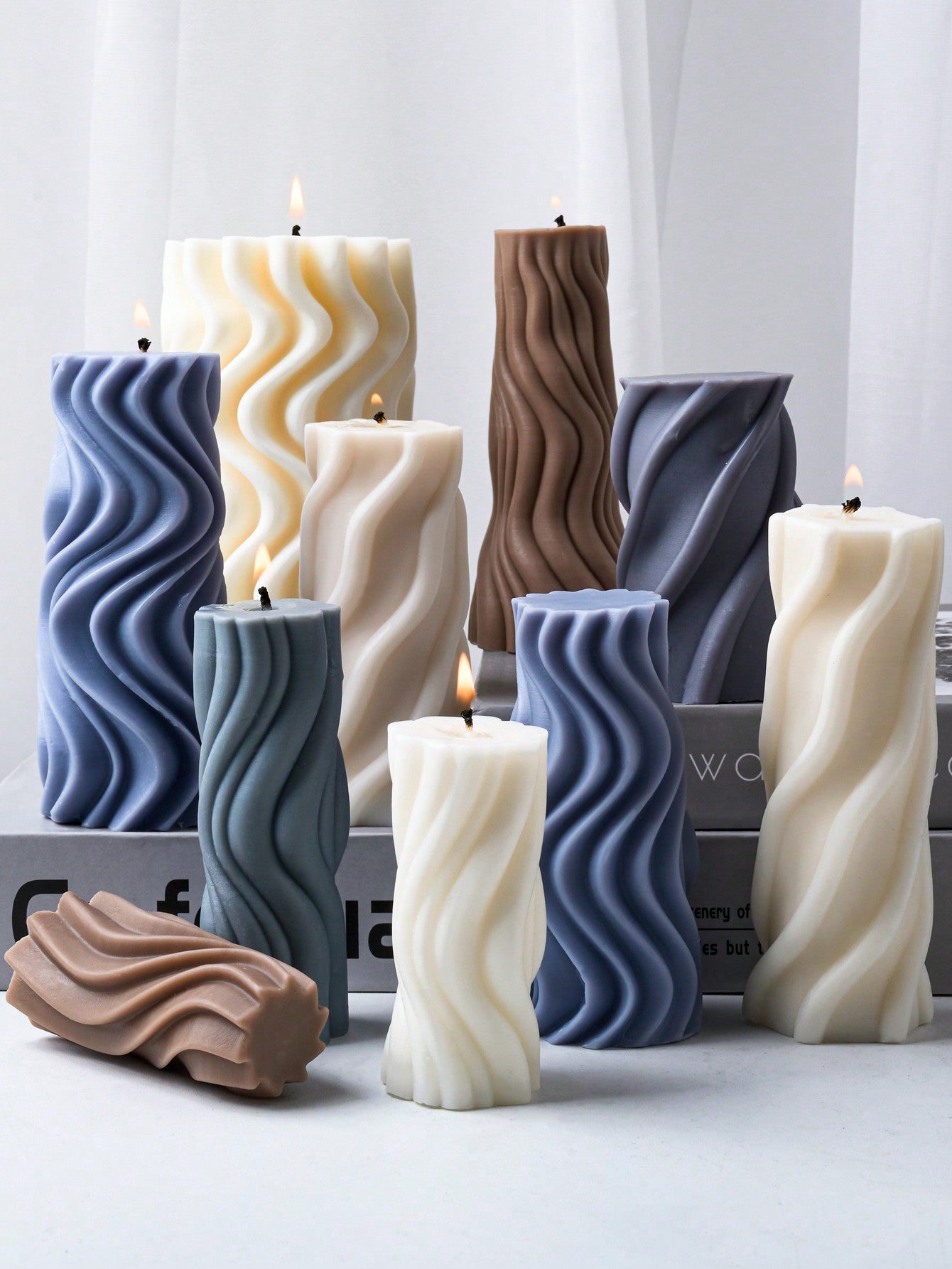 1pc Bohemian Cylinder Candle Silicone Mold DIY Line Artwork 3D Design Epoxy Resin Casting Mold Home Decor