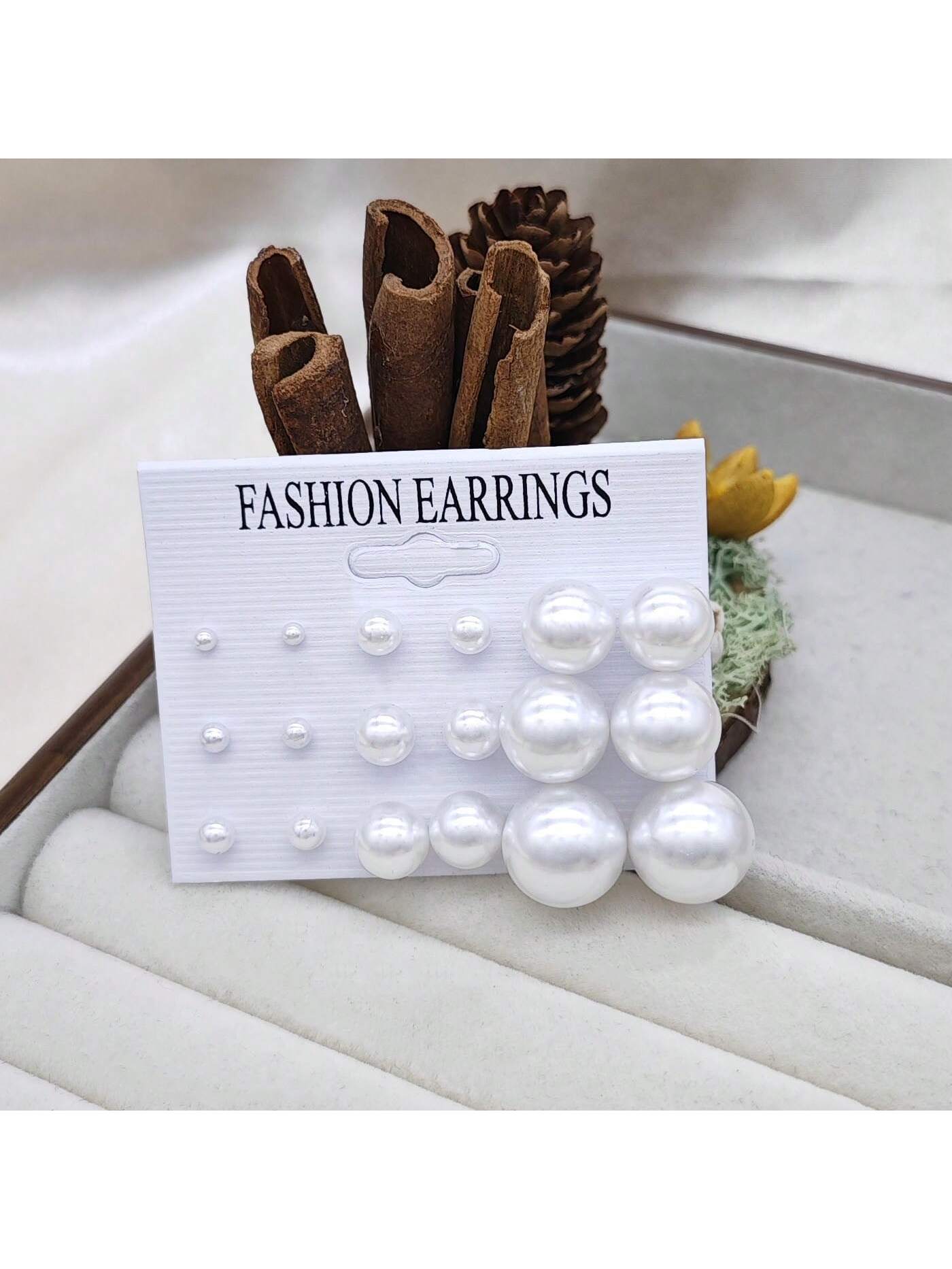 24pcs Cross-Border European And Korean Style Simple And Classic Pearl Earrings Set For Women