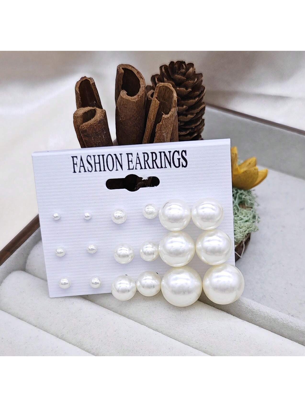 24pcs Cross-Border European And Korean Style Simple And Classic Pearl Earrings Set For Women